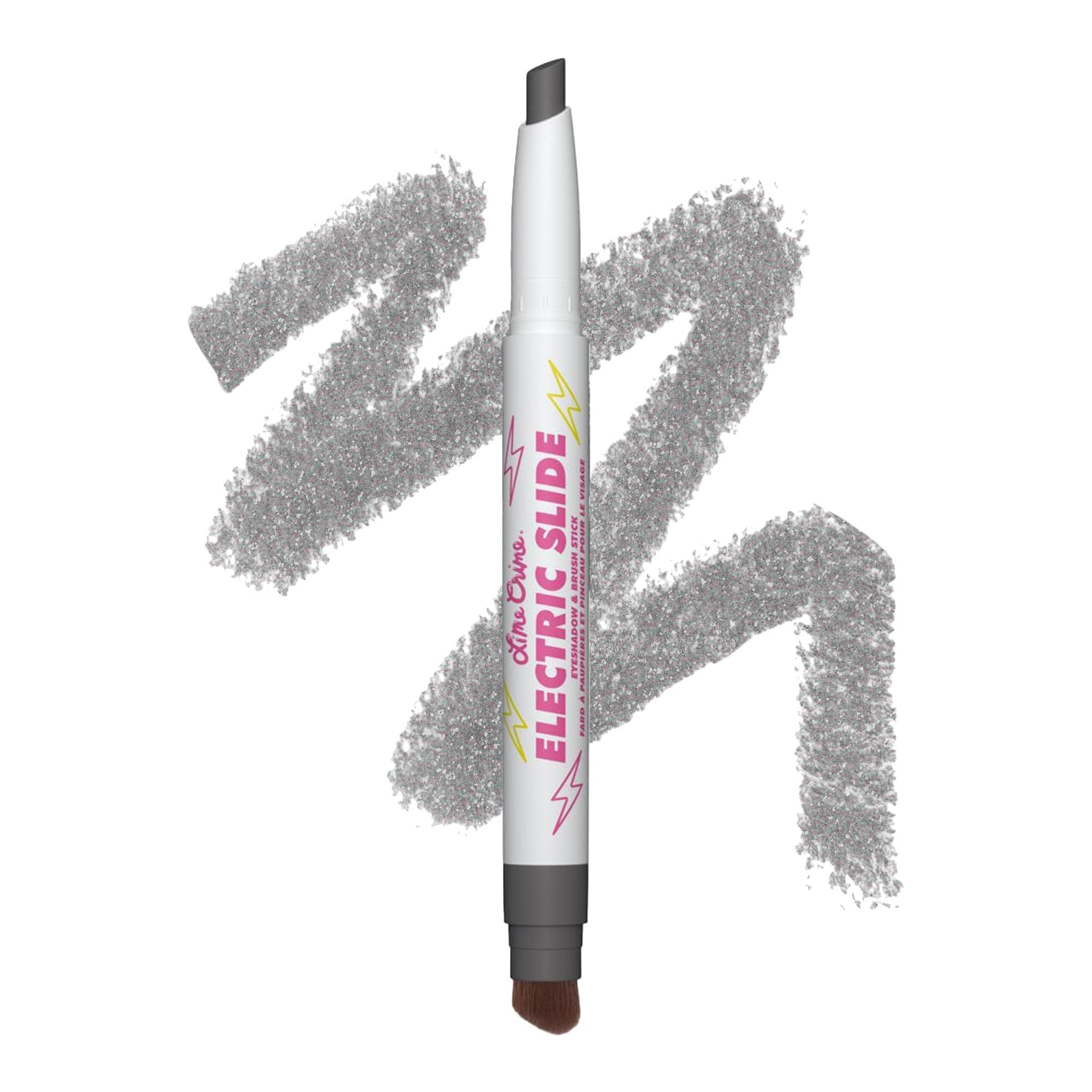 Lime Crime Electric Slide Eyeshadow & Brush Stick, G2G (Metallic Black) - Lightweight 2-in-1 Eyeshadow Smudge Stick with Angled 