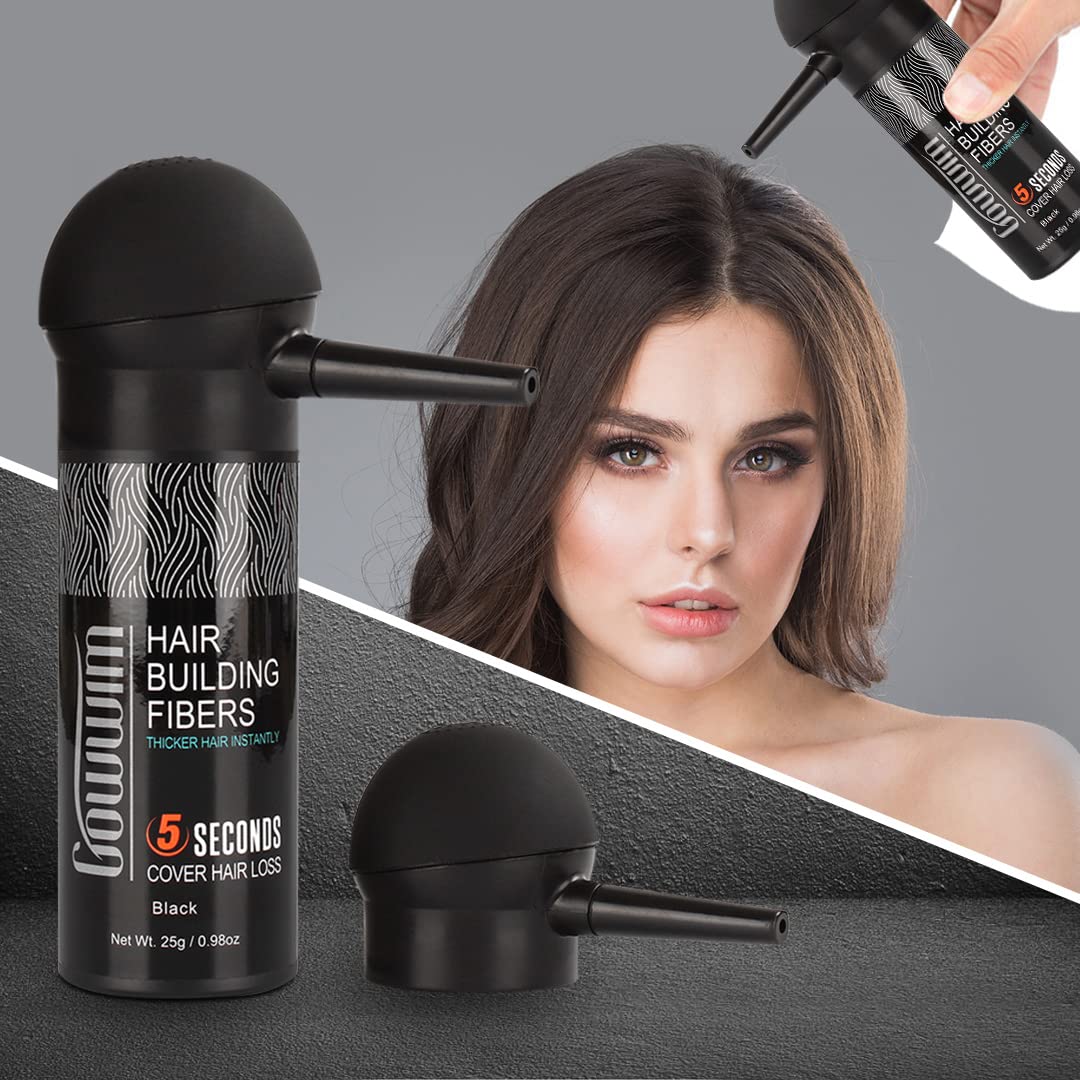 Gowwim Hair Thickening Fibers Best 2-In-1 Kit Set,Keratin Hair Building Fibers & Spray Application Atomizador Pump Nozzle,Instan