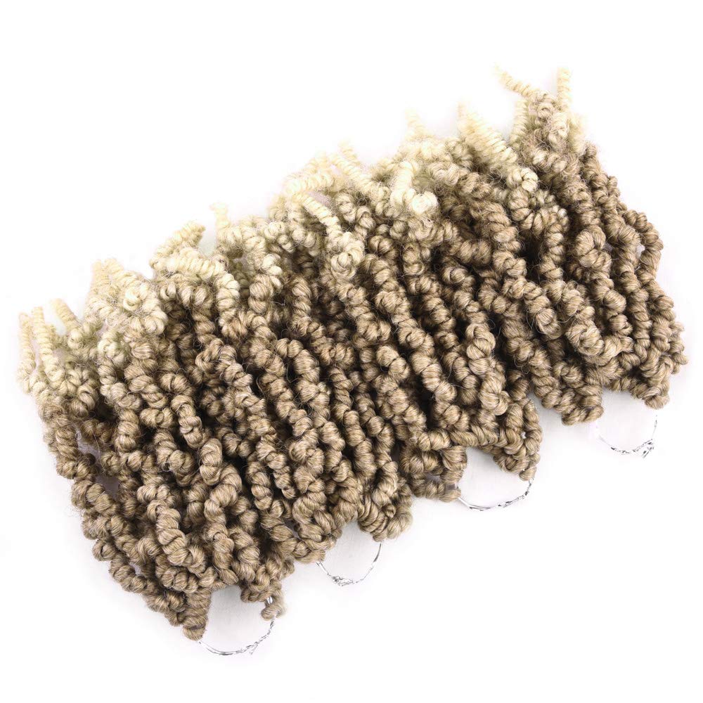 4 Packs Short Curly Spring Pre-twisted Braids Synthetic Crochet Hair Extensions 6 inch 15 strands/pack Ombre Crochet Twist Braid