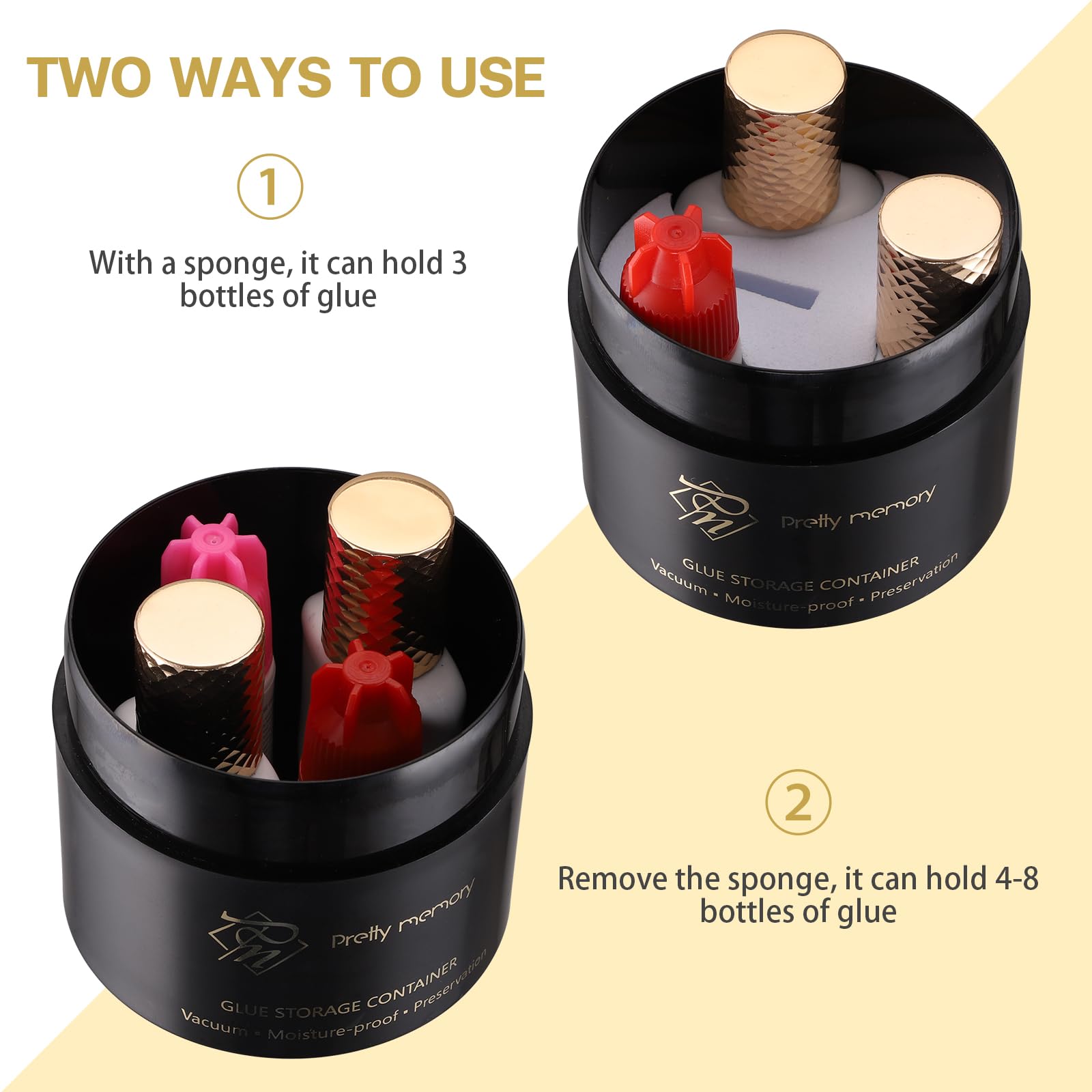 Pretty Memory Lash Glue Container Eyelash Extension Glue Storage Airtight Adhesive Holder Sealed Leak-Proof Lash Tech Supplies,