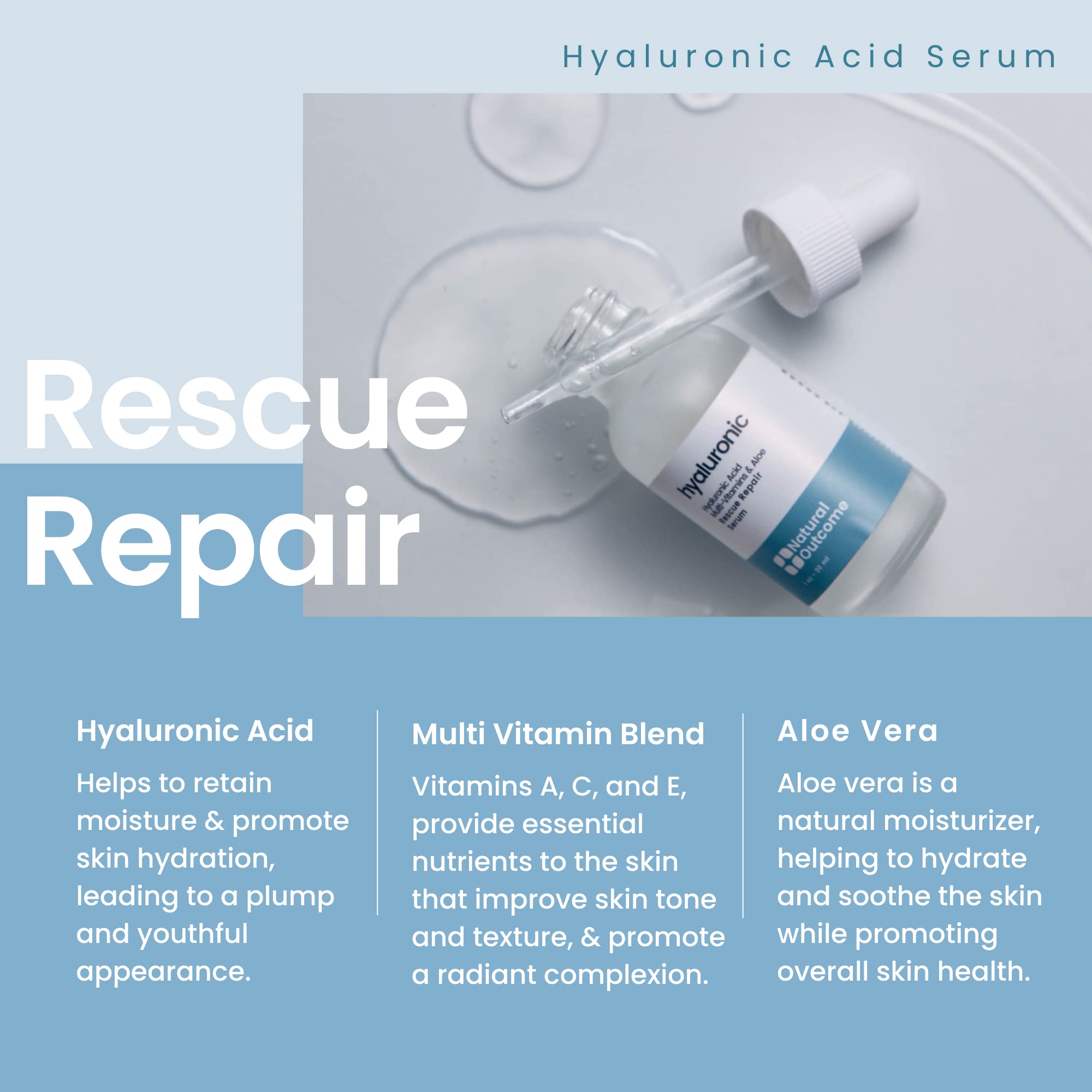 Natural Outcome Hydrating Hyaluronic Acid Serum and Retinol Facial Serum - Night and Day Anti Aging Facial Serum Set 1 oz Each,