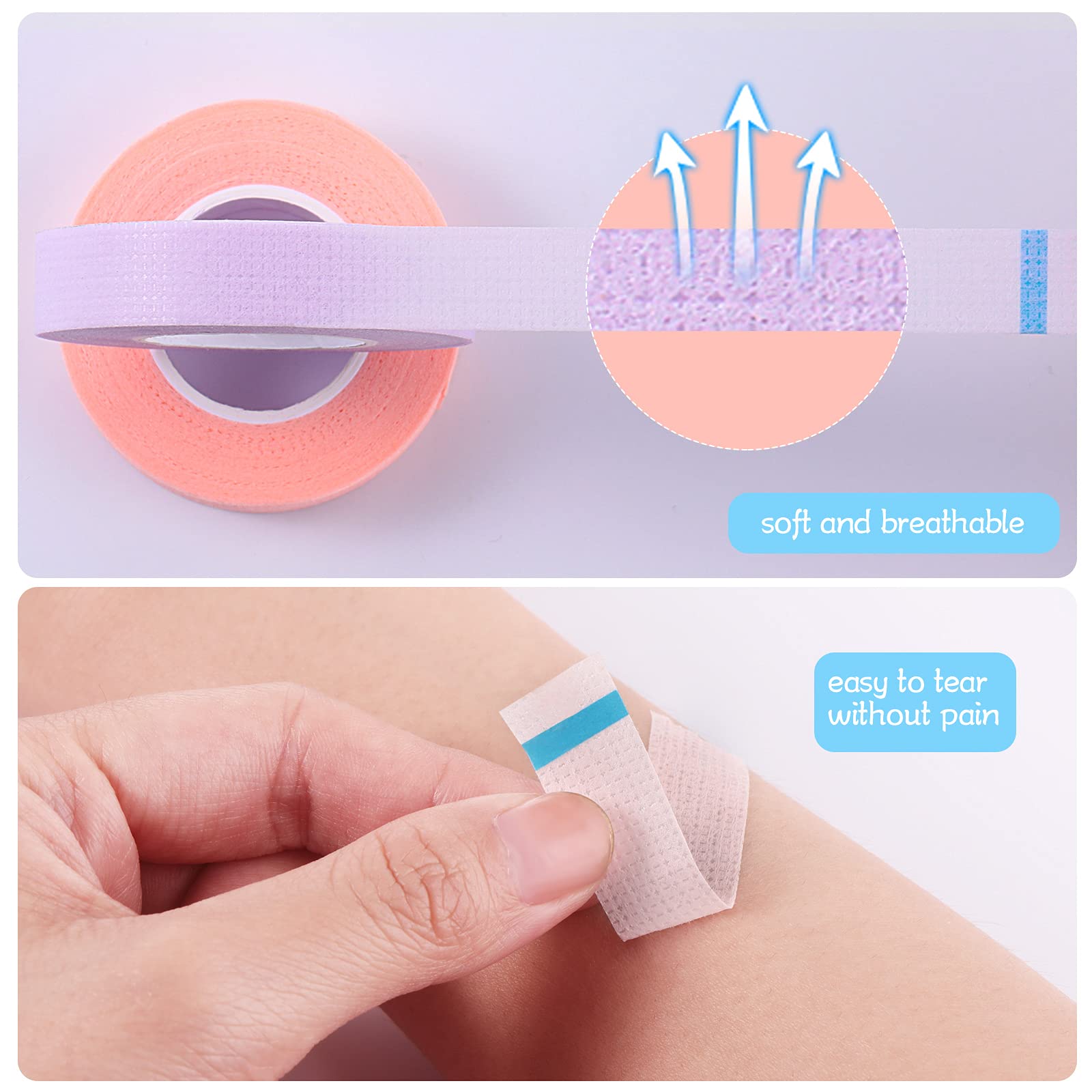 Maitys Eyelash Extension Tape Breathable Adhesive Lash Tape Non-Woven Fabric Lash Tape With Heart-Shaped Tape Dispenser Cutter,