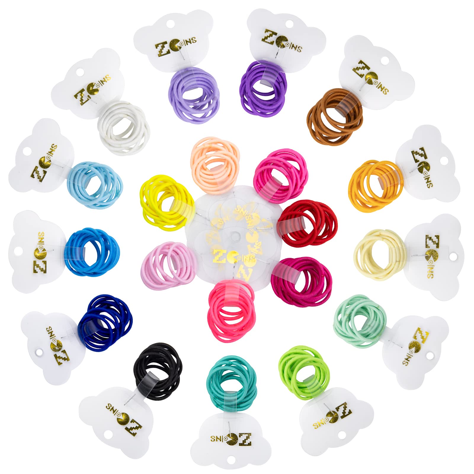 ZCOINS Hair Bands, 200pcs 2mm Tiny Hairbands Hair Ties Hair Accessories Hairbands for Baby Kids Girls Women, Multicolor