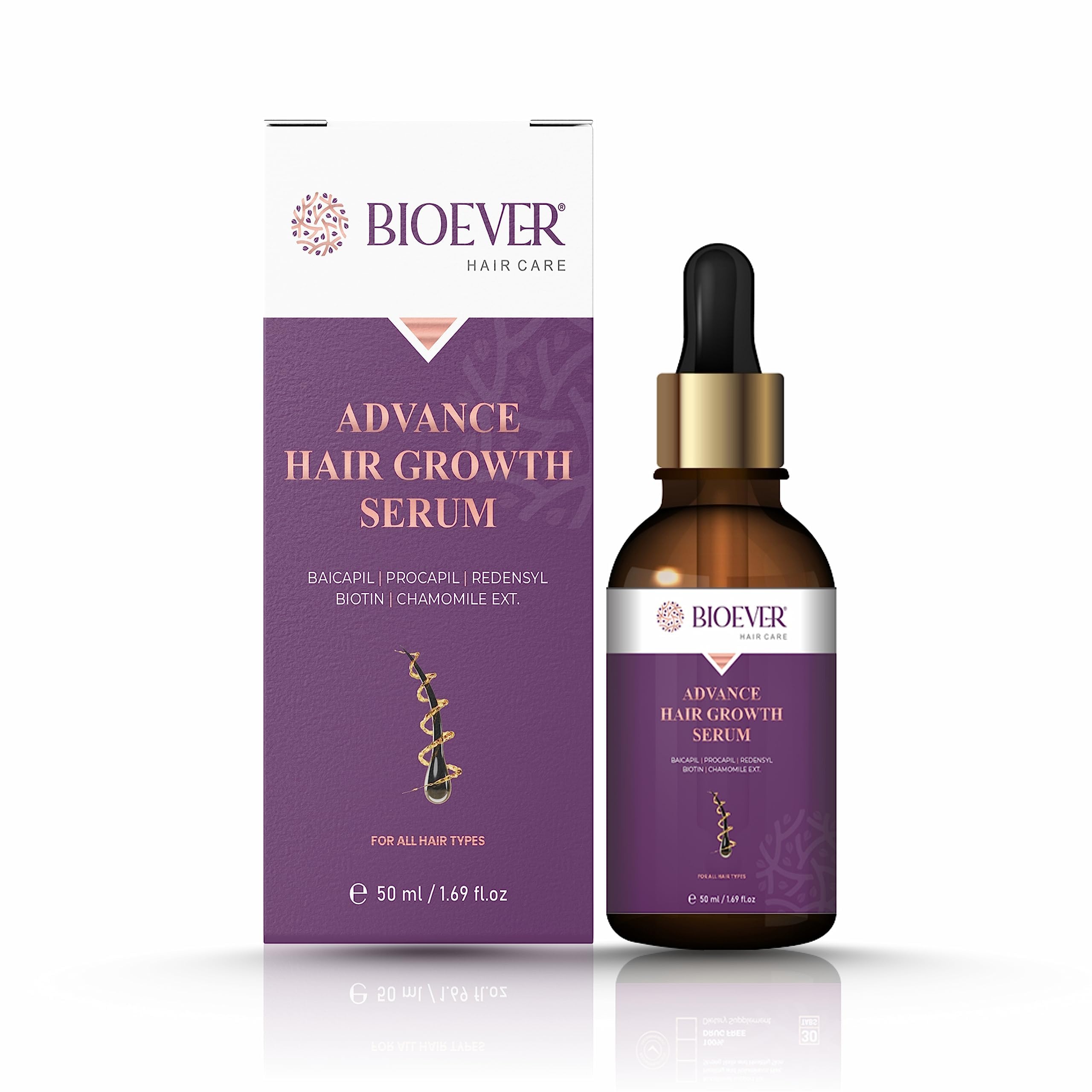 Bioever Natural Hair Growth Serum With 2% Redensyl, 3% Procapil, 3% Biacapil & 2% Biotin | Reactivates Hair Cells & Boosts Densi