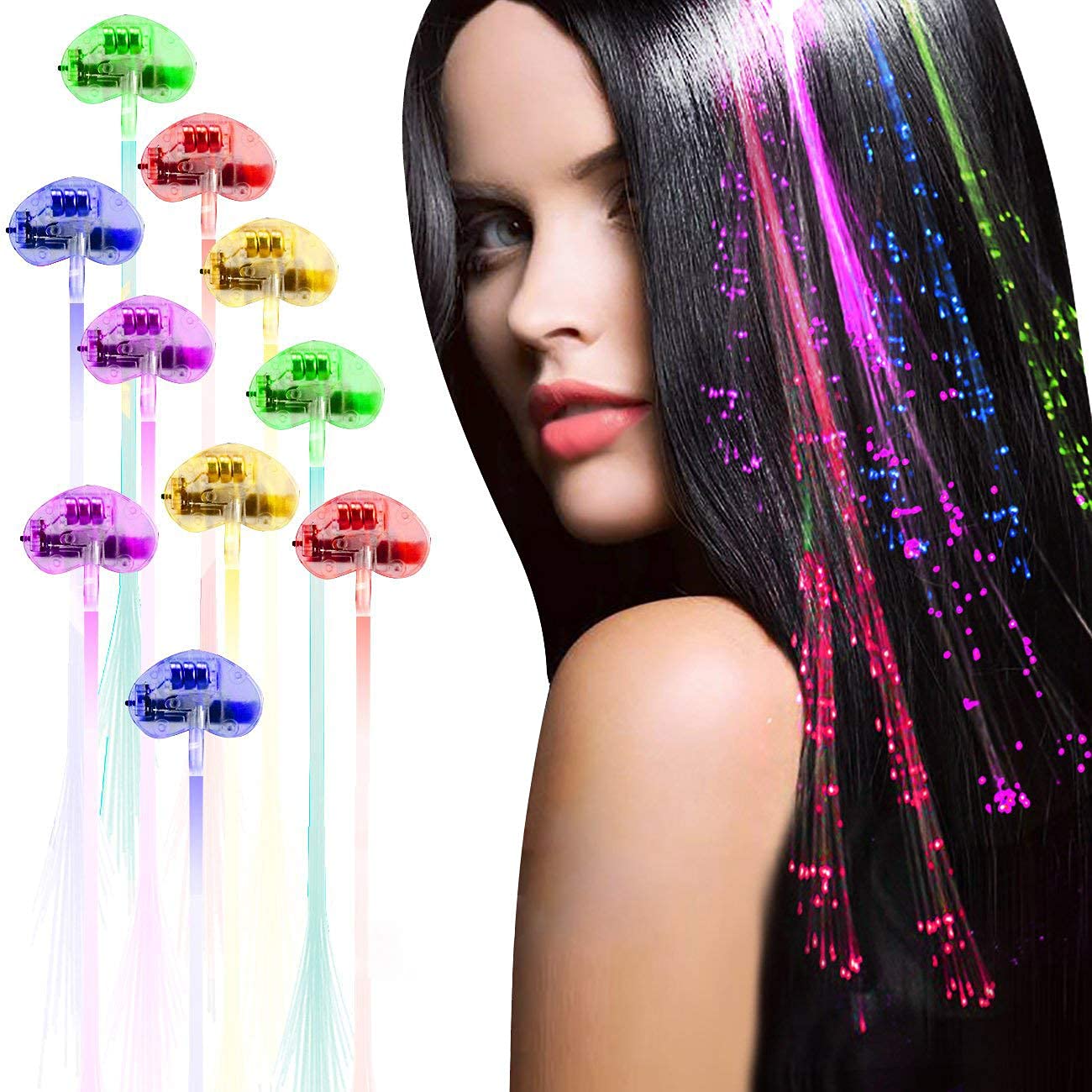 Acooe Hair Clip, 12 Pack Flashing LED Light Up Toys Optics Led Hair Lights, Barrettes for Party, Bar Dancing Hairpin, Light Up H
