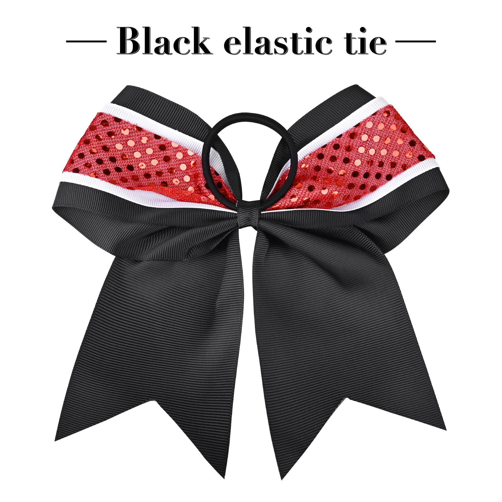 12 Pcs 8'' Large Glitter Cheer Bows Red Black Girl Hair Bows Sparkly Cheerleading Softball Team Bow Hair Accessories For Cheerle