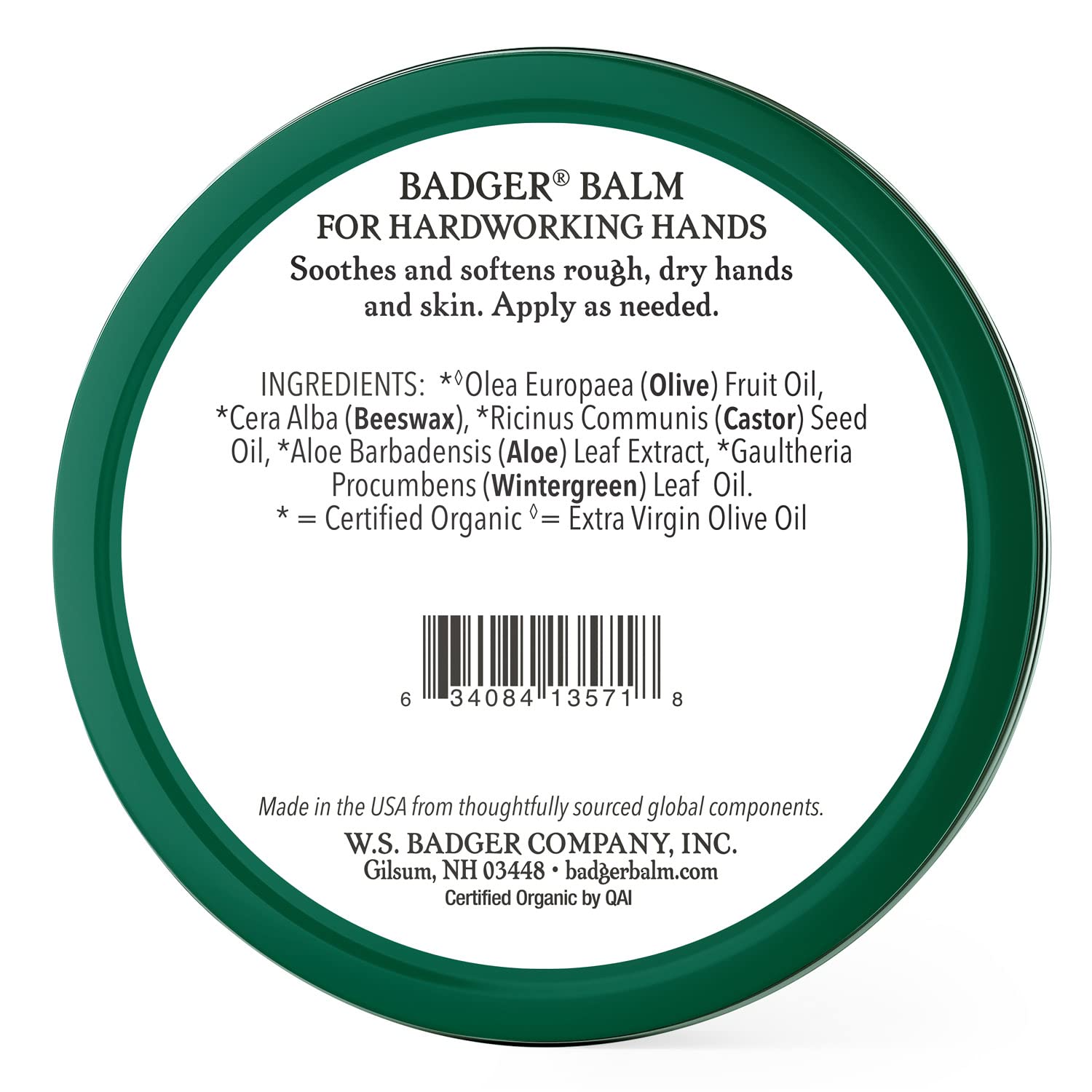 Badger - Hardworking Hands Healing Balm, Aloe Vera & Wintergreen, Working Hand Balm, Balm, For Dry Hands, Hand Moisturizer Balm,