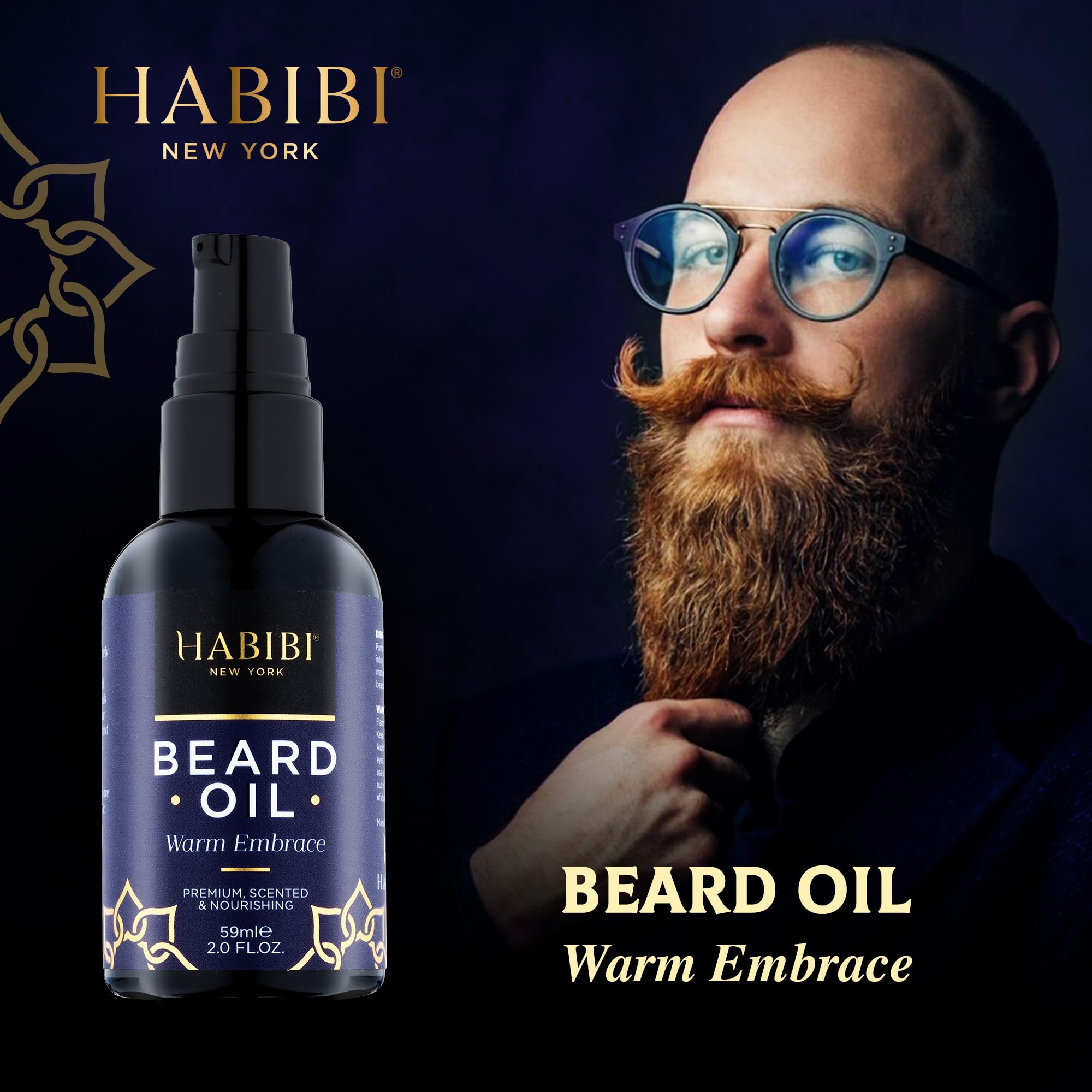 H Habibi Warm Embrace Beard Oil 2.0 Fl. Oz - Nourishing Blend, Scented Beard Oil For Men, Beard Growth Oil. Made In Usa