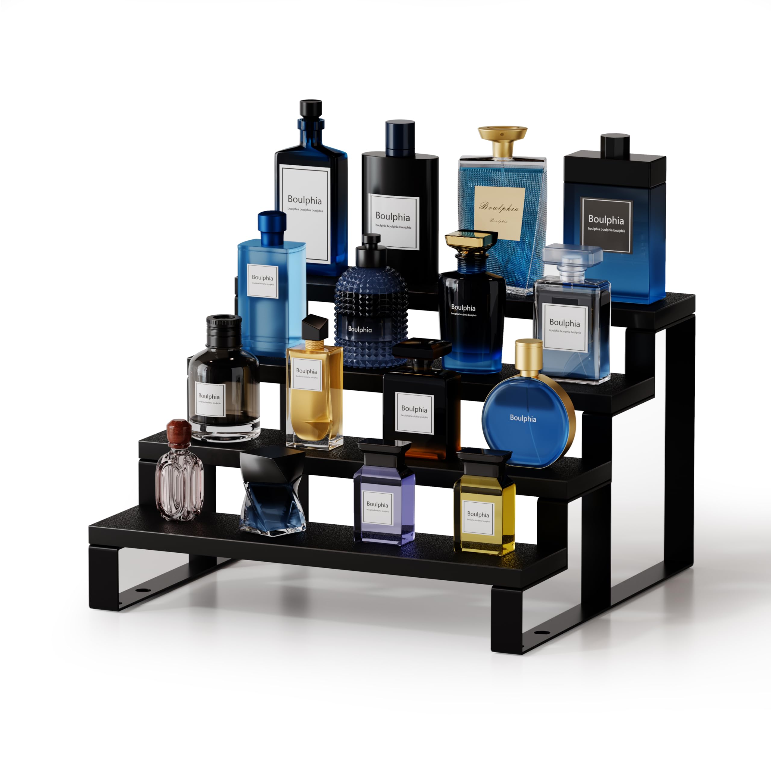 Boulphia Cologne Organizer for Men, 12 Inch Wood Cologne Stand 4 Tier Perfume Organizer for Dresser, Versatile Step Display Stan