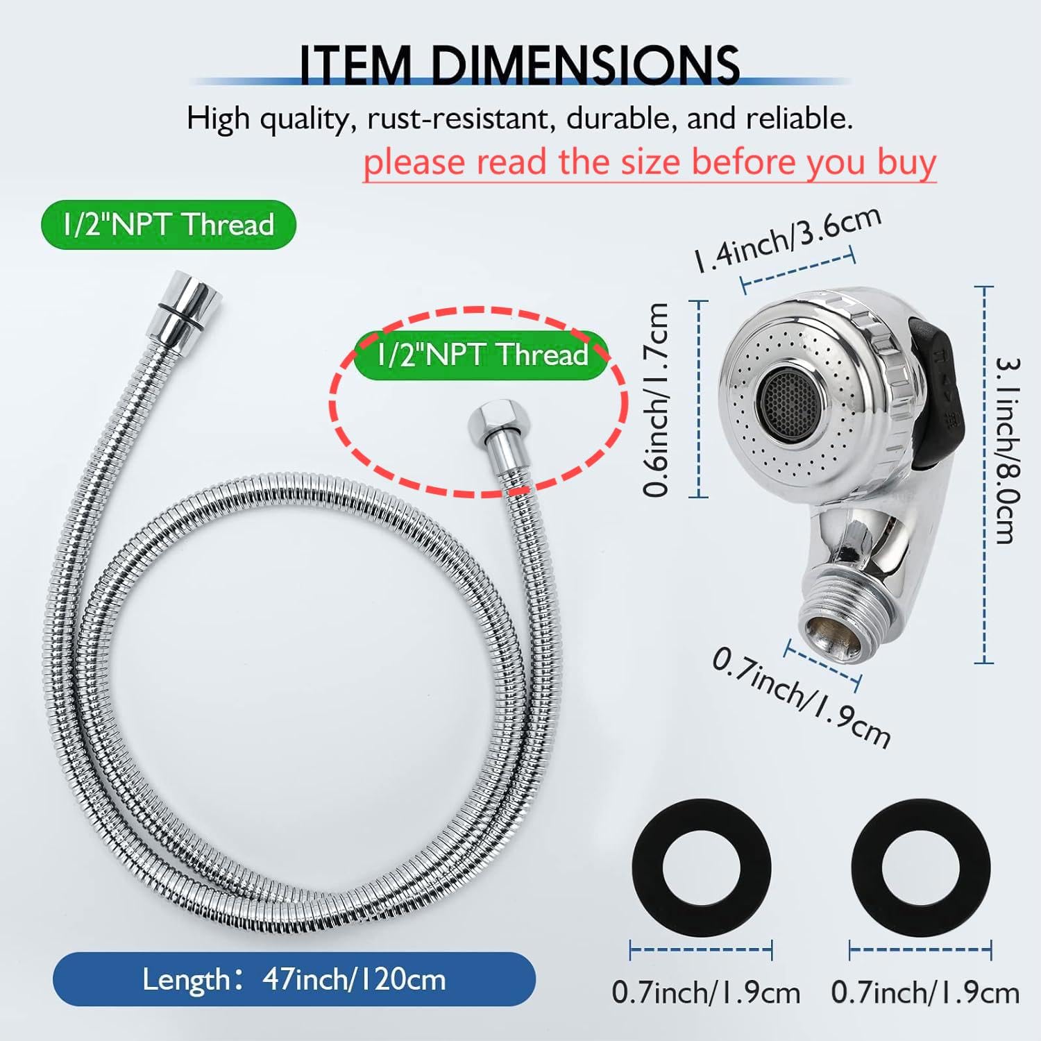 Garaook Shampoo Bowl Hose Sprayer, 1/2 Nut Professional Shampoo Hose For Salon Sink And Salon Shampoo Bowl