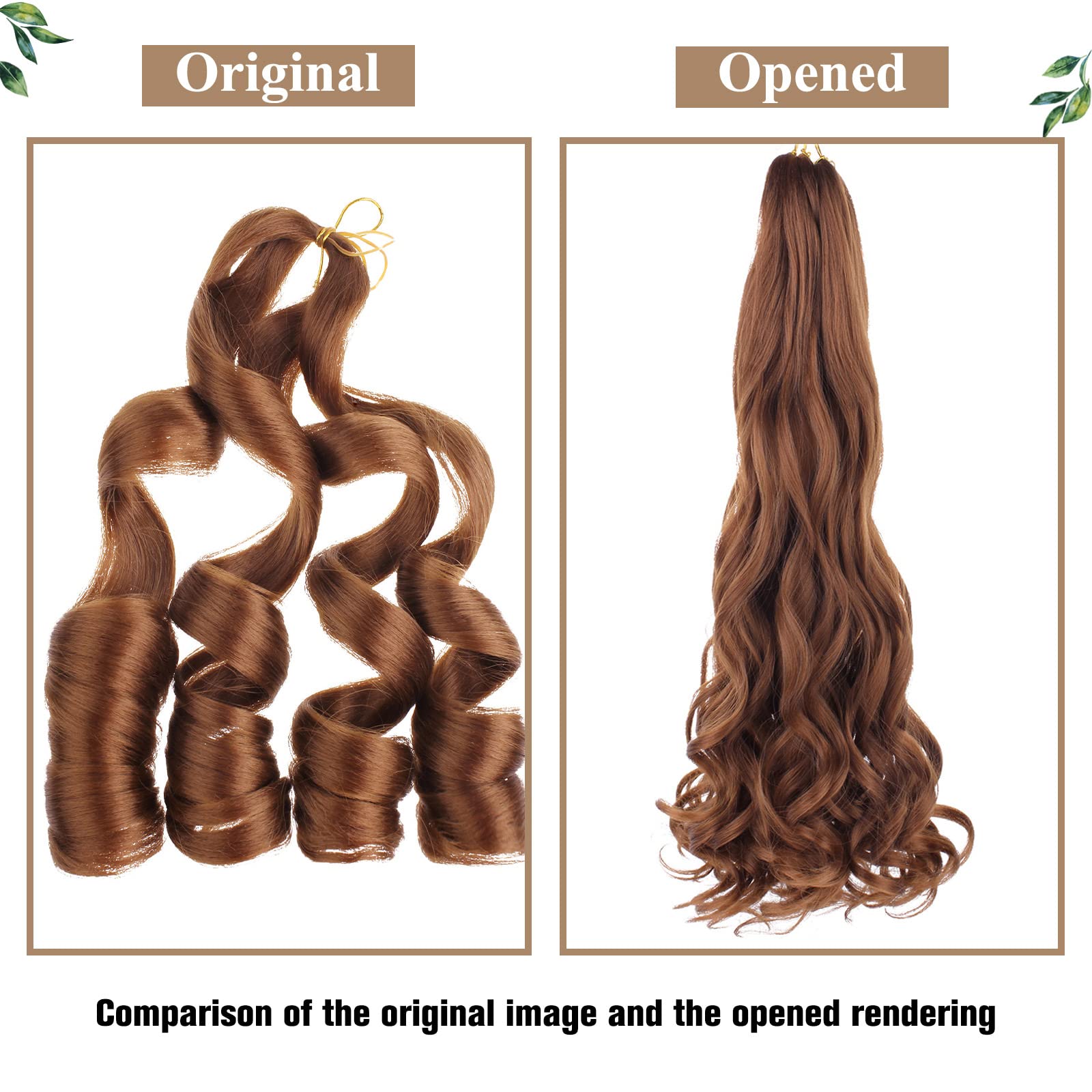 COOKOO Honey Brown 18 Inch French Curl Crochet Braids 9 Packs Soft Bouncy Braids Hair 65g/pack Loose Wavy Texture Pre-stretched