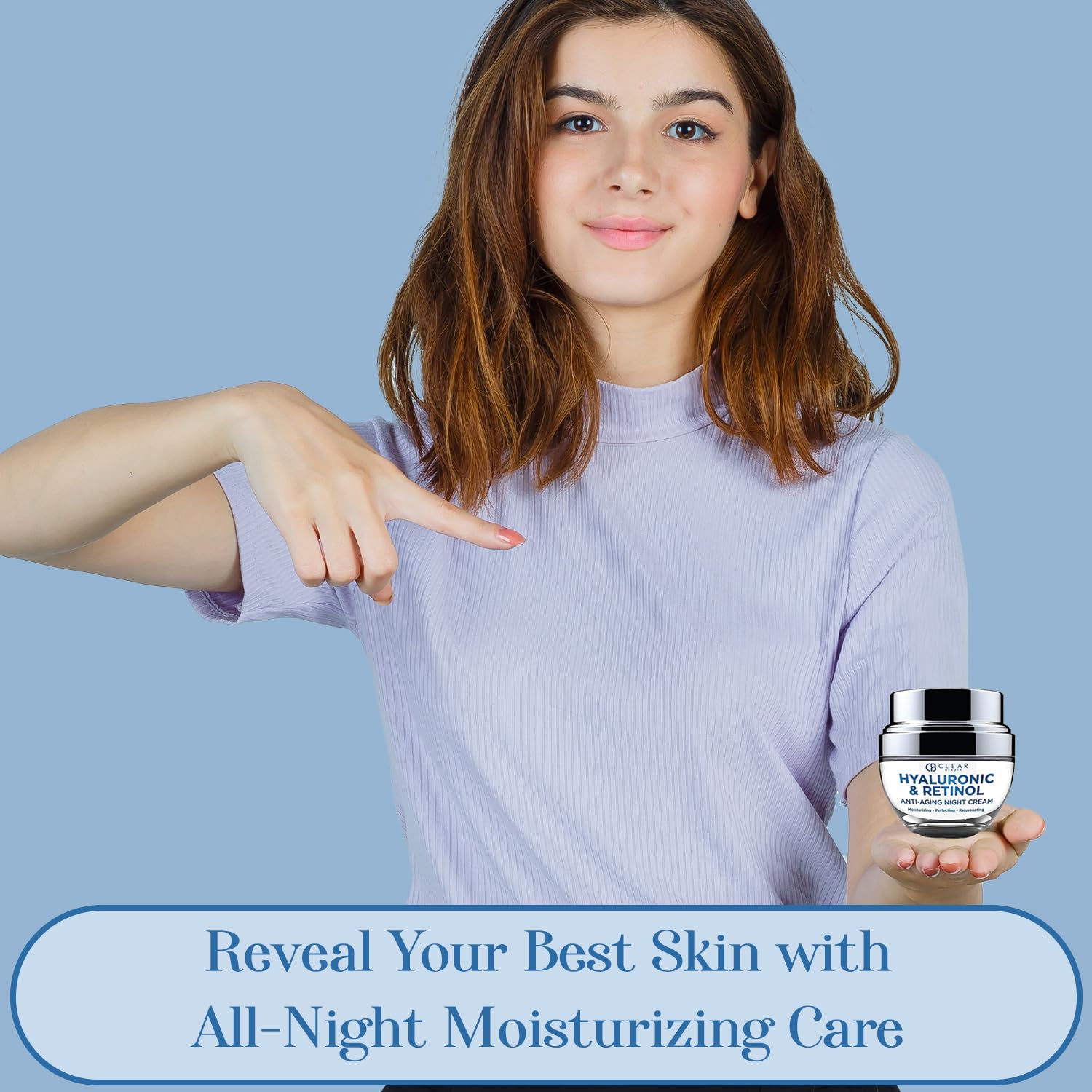 Clear Beauty Hyaluronic Acid & Retinol Face Moisturizer - Dermatologist Tested, Reduces Wrinkles, Fine Lines & Hyperpigmentation