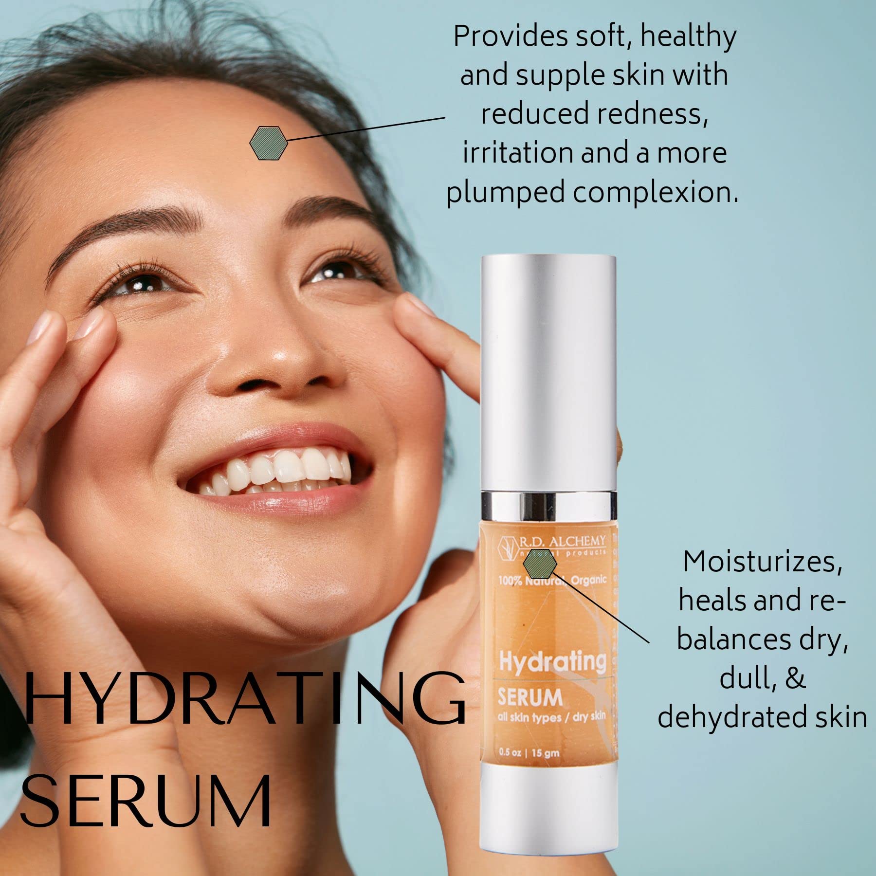 RD Alchemy - 100% Natural & Organic Hyaluronic Acid Hydrating Serum for hydrating & retaining moisture in dry & sensitive skin u