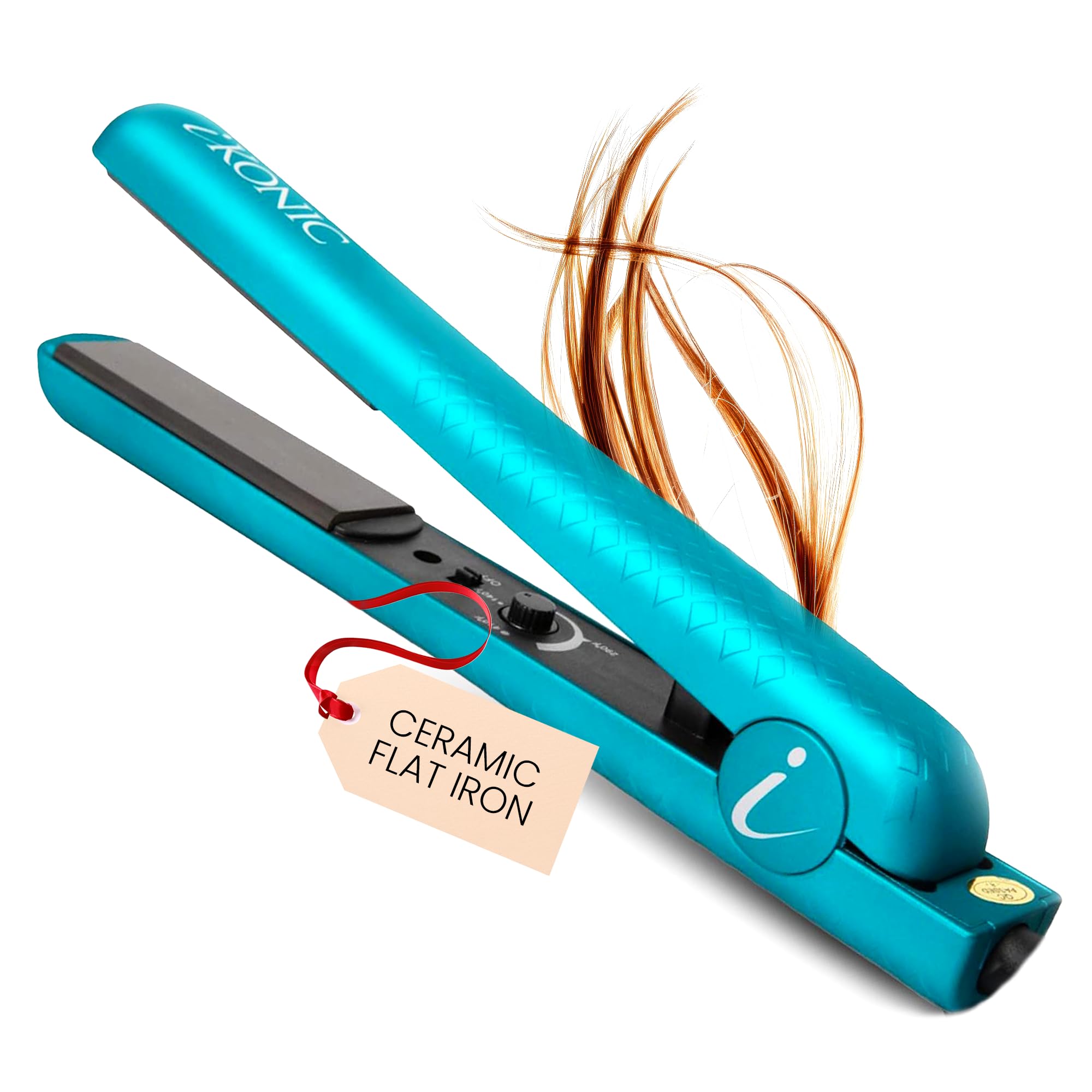 iKonic 100% Pure Ceramic Flat Iron, All in One Hair Curling Straightener, 1.25 Inch with Floating Plates, Infrared Technology, A