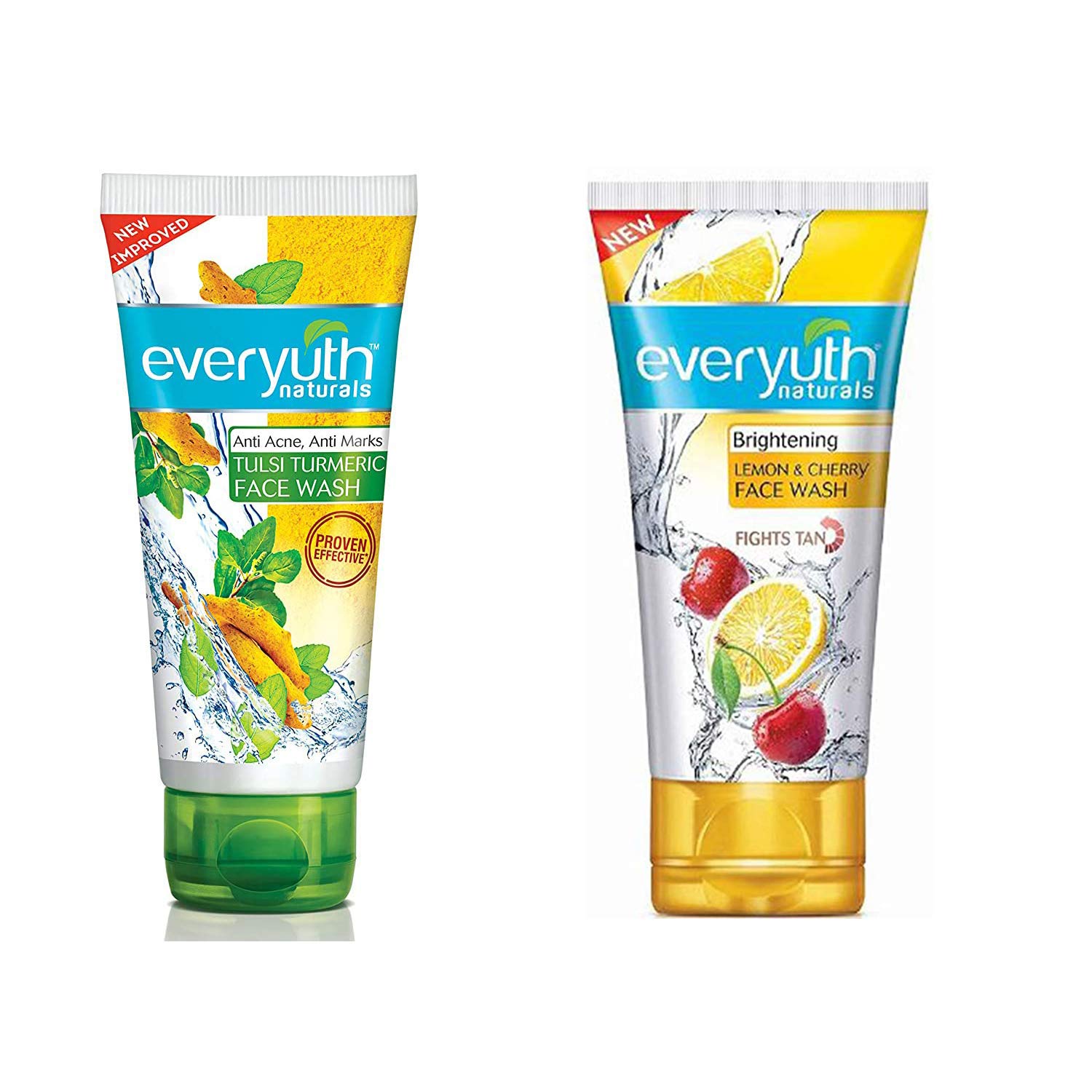 Everyuth Tulsi Turmeric Face Wash 50Gm And Lemon & Cherry, Oil Clear Face Wash, 50Gm, Combo Pack
