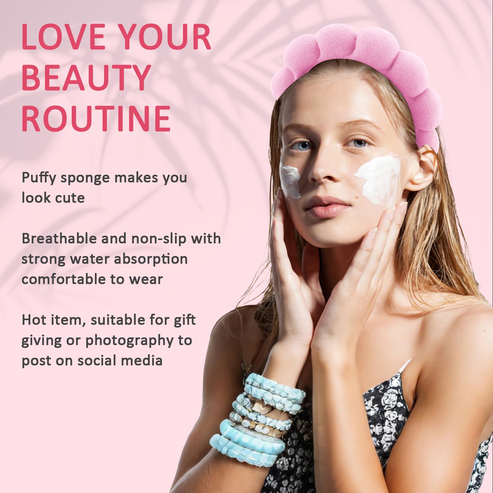 Canitor 4 PCS Spa Headband Skincare Makeup Face Wash Skin Care Make Up Cute Preppy Teen Girl Gifts Trendy Stuff Aesthetic Bachel