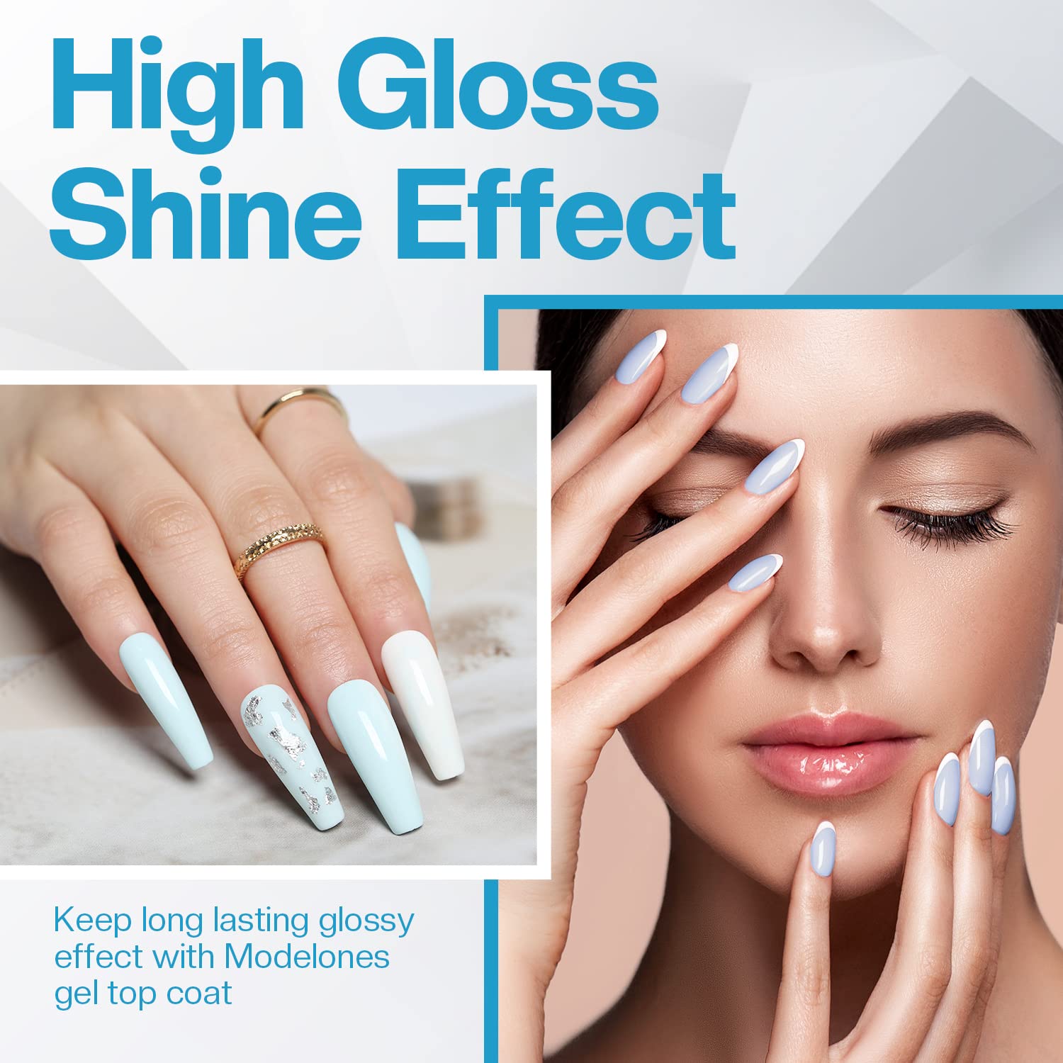 Modelones Gel Nail Polish Top Coat- 15Ml No Wipe, High Gloss Shiny Long Lasting Top Gel For Clear Nail Gel And Acrylic Nails, Fo