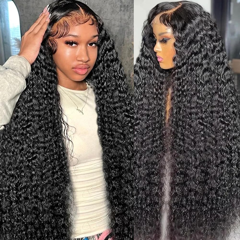 Lyilyi 200 Density 13X6 Water Wave Lace Front Wigs Human Hair Pre Plucked Glueless Wigs Human Hair Deep Cury Hd Transparent 13X6