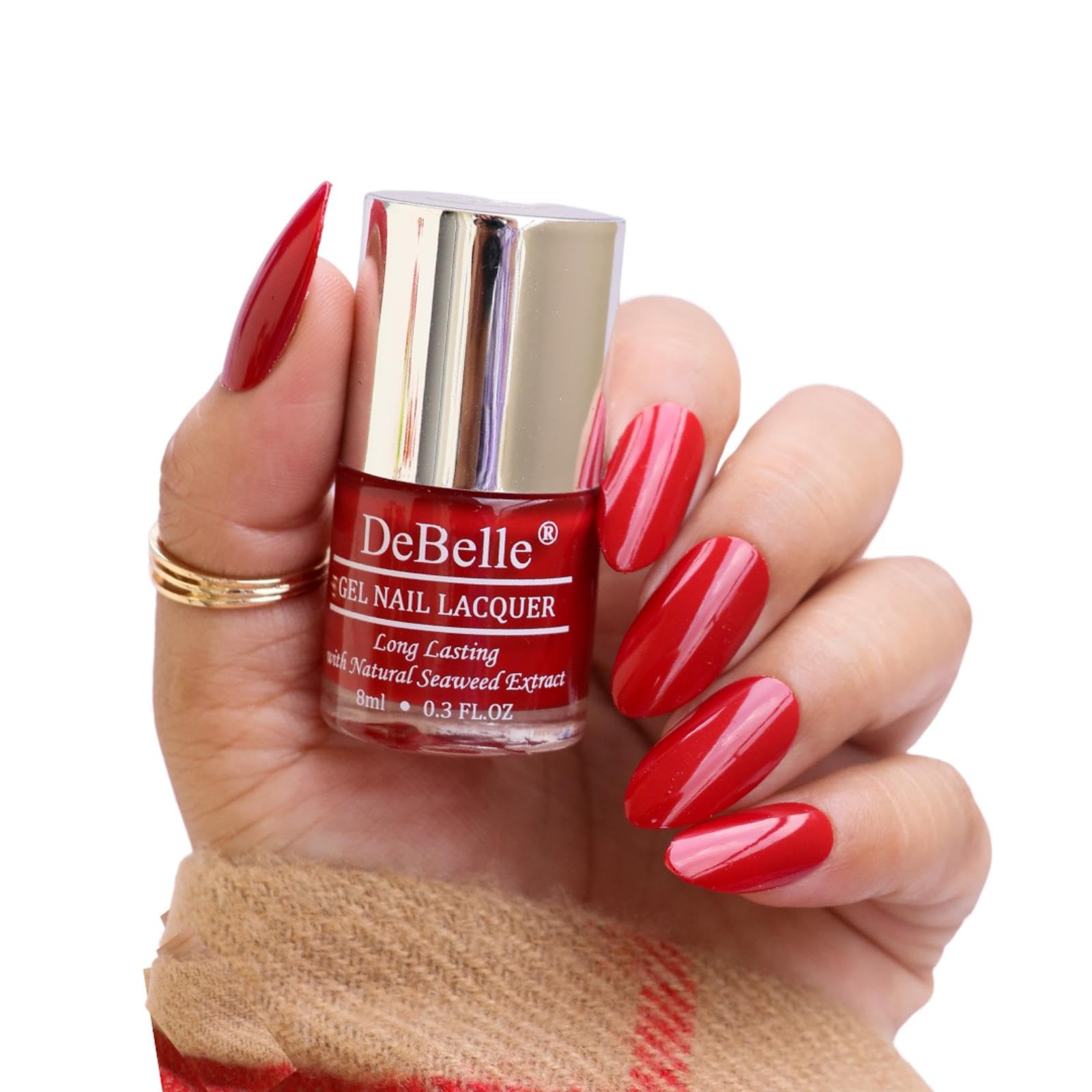 DeBelle Gel Nail Polish Moulin Rouge (Maroon Nail Paint)|Non UV  Gel Finish |Chip Resistant | Seaweed Enriched Formula| Long La
