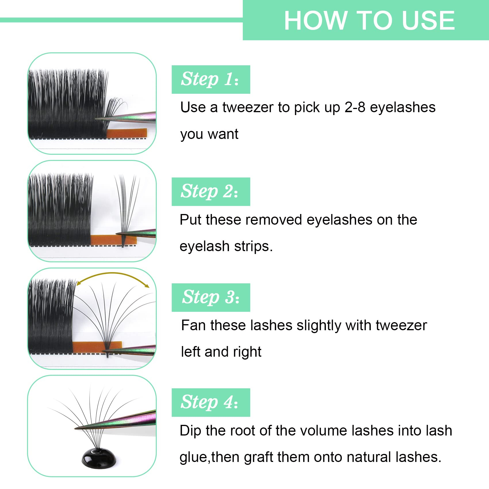 Easy Fan Volume Lashes c-005-9 Volume Lash Extensions Rapid Blooming Lashes 9 to 20 mm Mega Volume Lash Extensions c D curl Flow