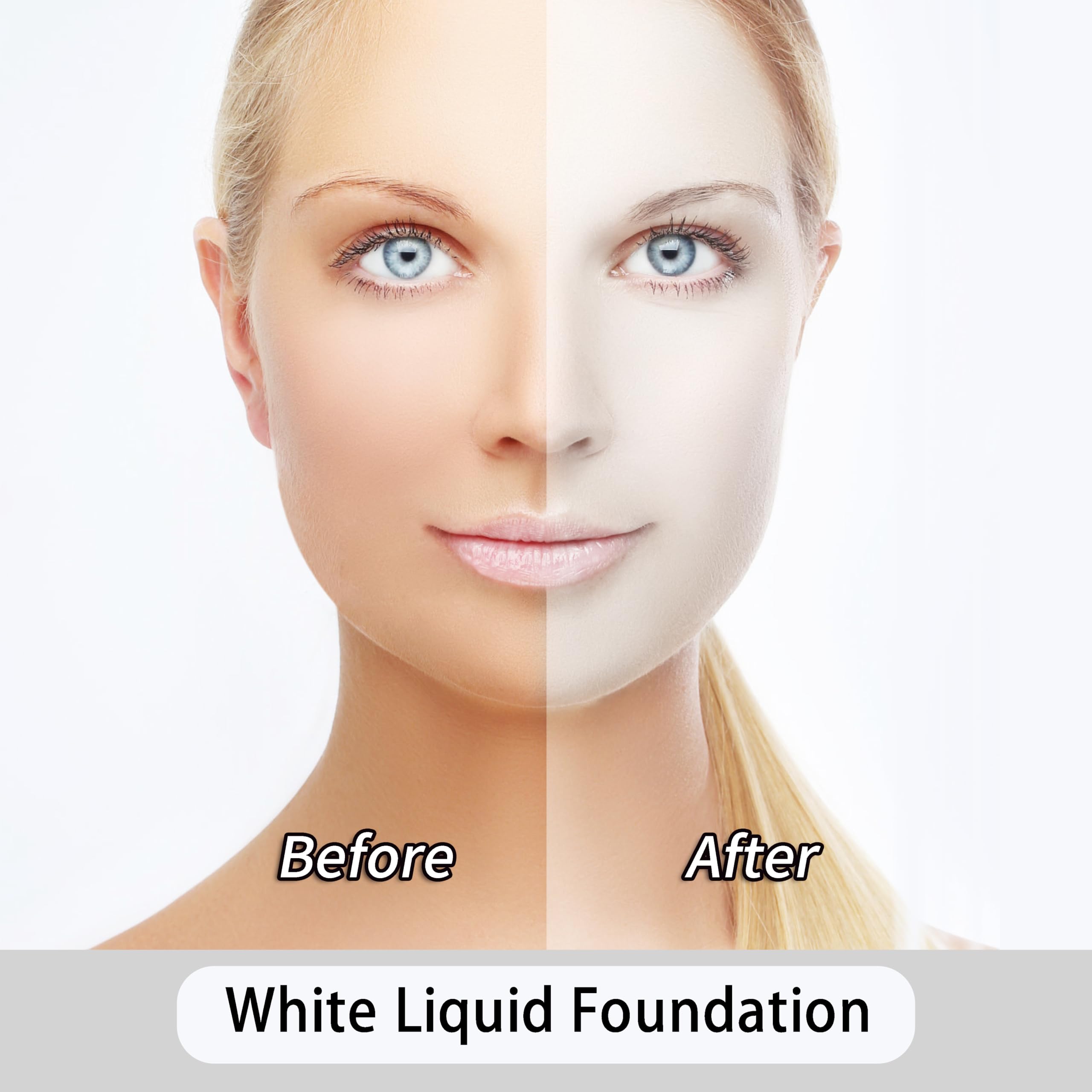 Go Ho White Liquid Foundation,Full Coverage White Foundation Color Corrector Demi Matte Finish For Goth Clown Makeup, Daily,Cosp