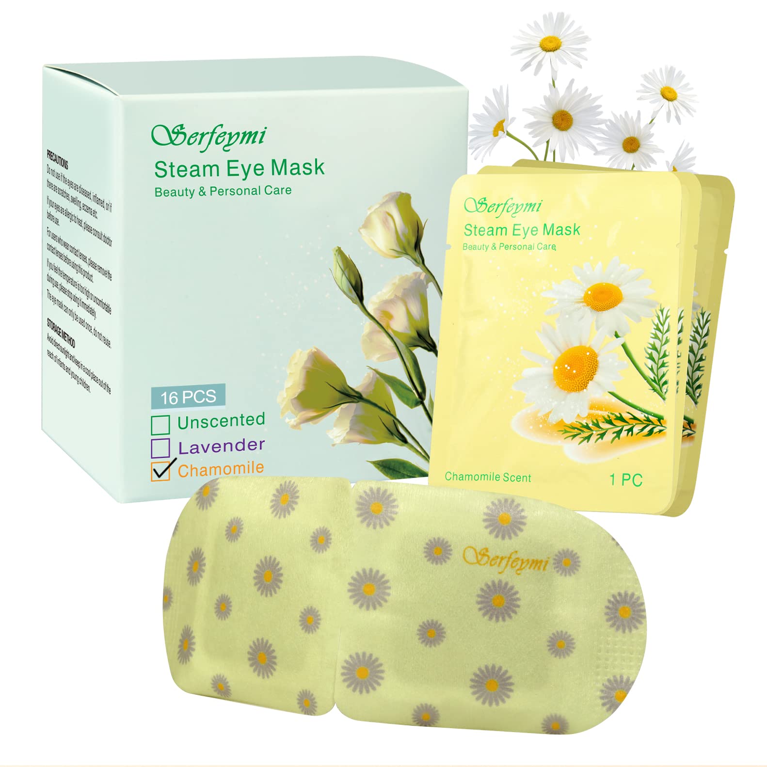 Serfeymi 16 Packs Steam Eye Mask for Sleeping, Self Heating Warm Eye Mask, Eye Mask Skincare Disposable Eye SPA Heated Eye Mask