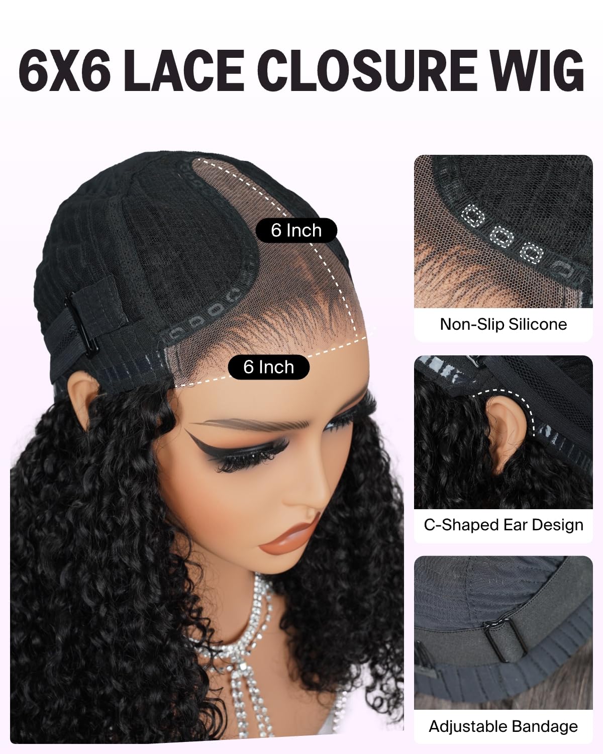 Megalook Salon-Quality Glueless Wigs Human Hair Pre Plucked Pre Cut 6X6 Deep Parting Closure Wig 250% Density Ready To Go Gluele