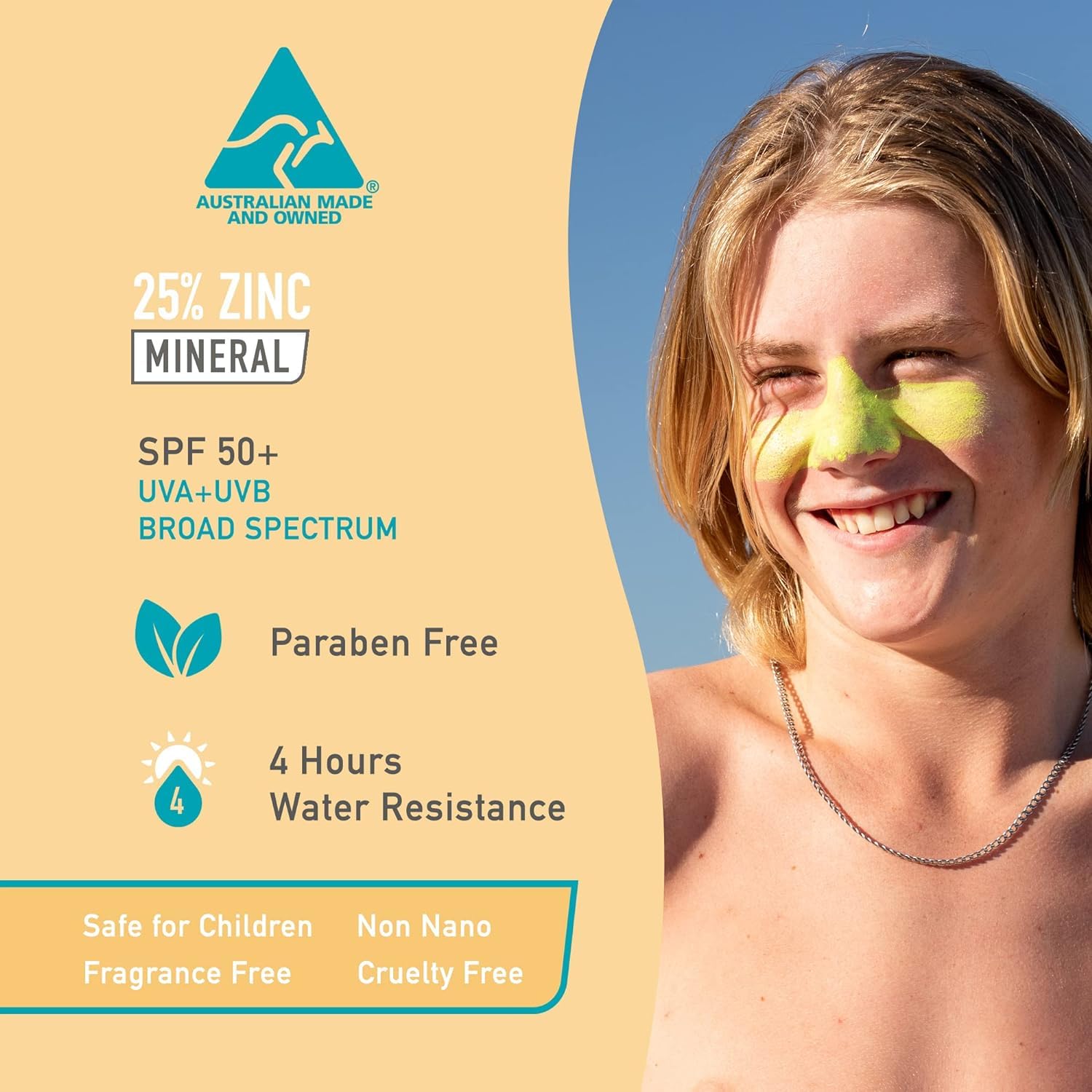 Sun Zapper Zinc Stick Mineral Sunscreen Yellow Spf 50+ Water Resistant For Face & Body, Adults, Kids (042 Oz, 12G) Broad Spectru