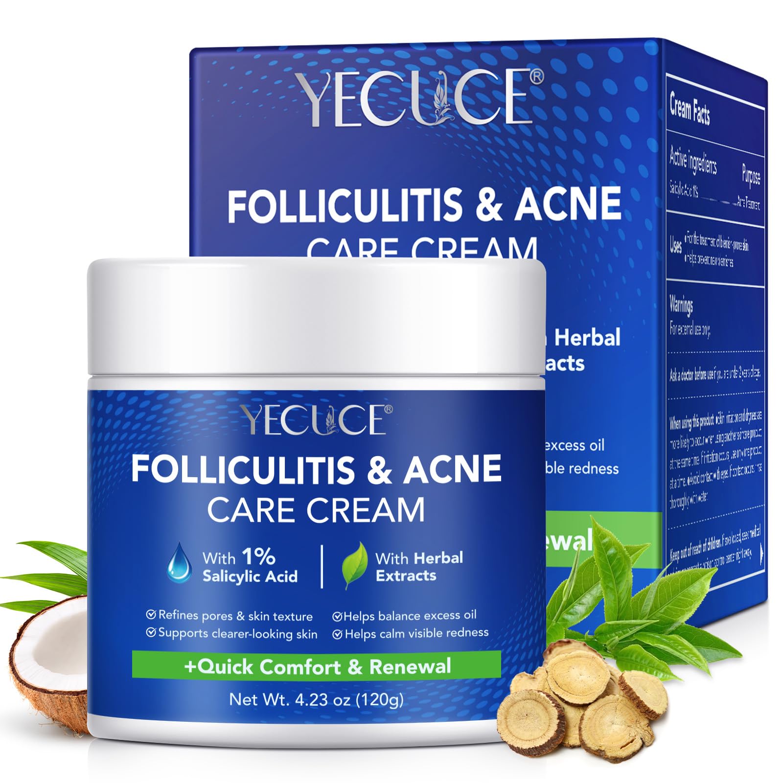 Pegciz Folliculitis Treatment Cream with 1% Salicylic Acid, Acne & Razor Bumps Relief, Fast Absorbing Soothing Cream for Scalp, 