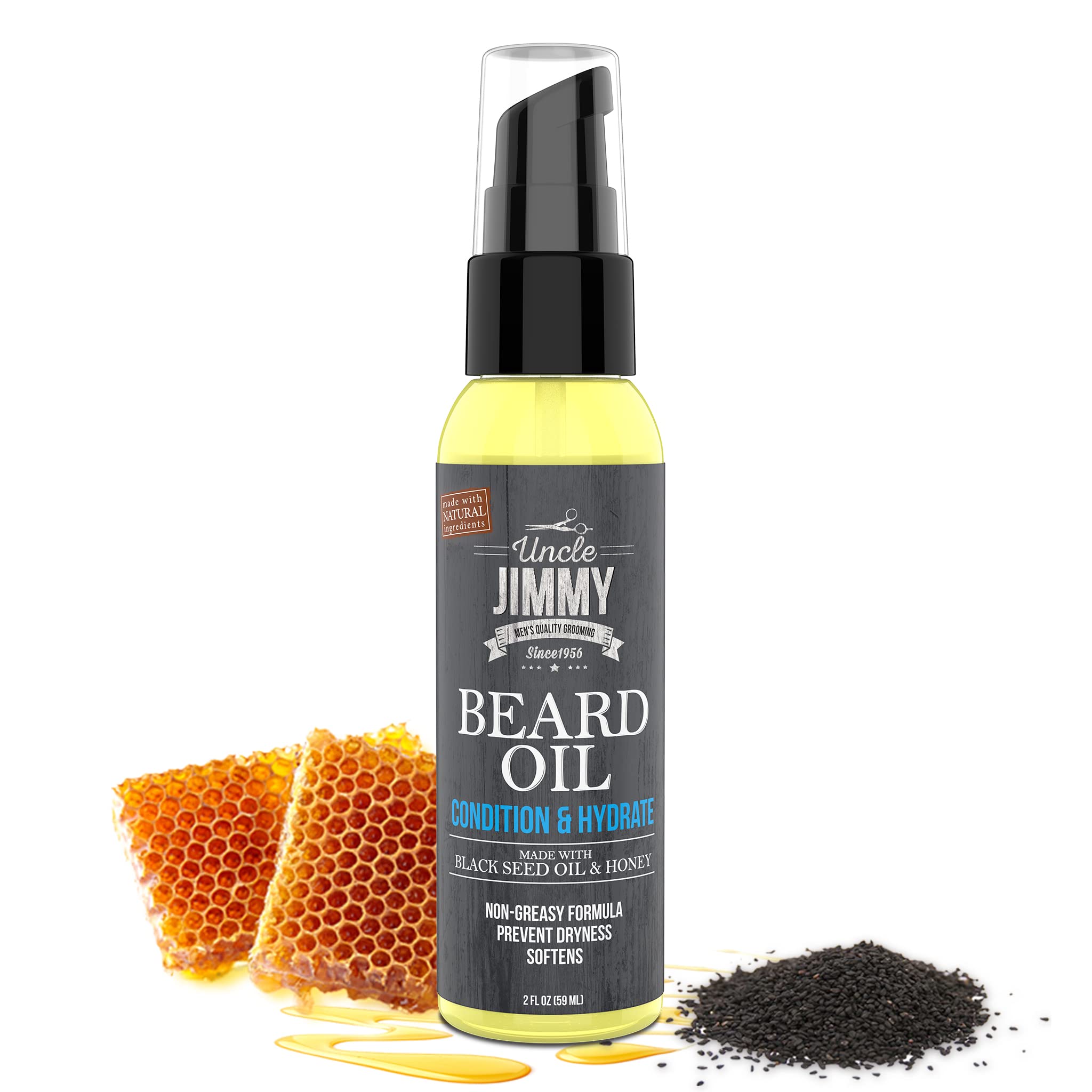 Uncle Jimmy Beard Oil, Restores Moisture, Softens And Reduces Beard Itch For Facial Hair Of All Lengths, Made With Black Seed Oi