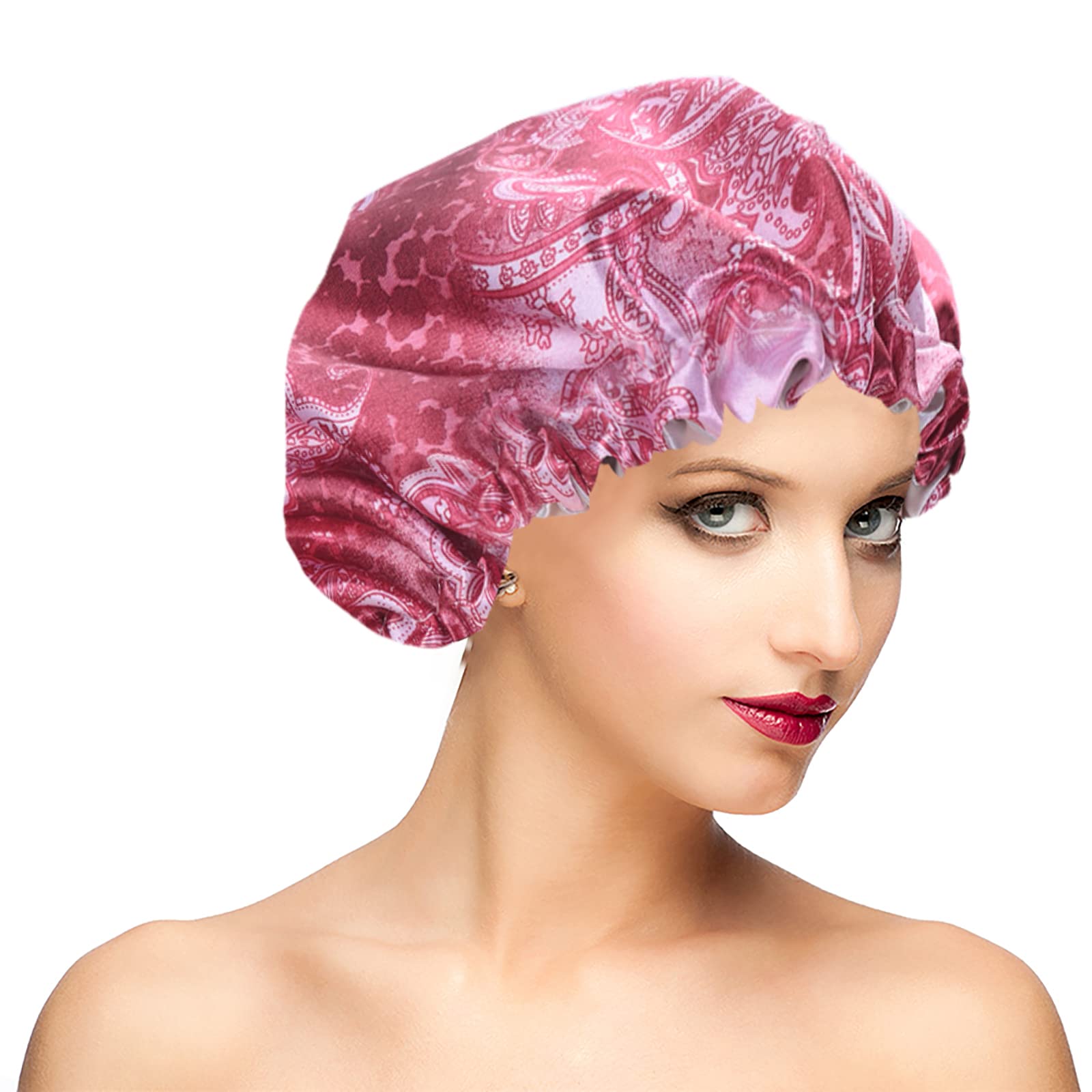 Shower Caps For Women, Extra Large Adjustable Waterproof Reusable Shower Cap, Hair Cap For Shower Hat For Women Girls Long Thick