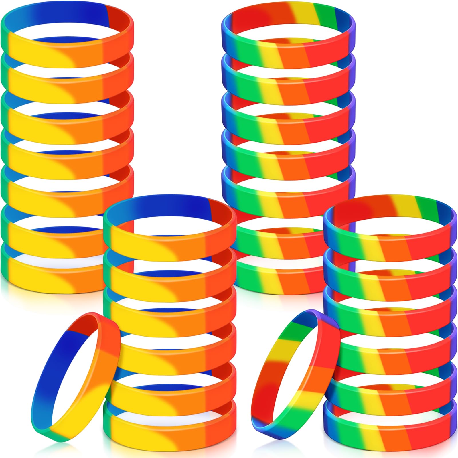 Hicarer 44 Pieces Rainbow Pride Gay Wristbands Silicone LGBT Bracelets Party Decorations Supplies for Parades Rainbow Festival