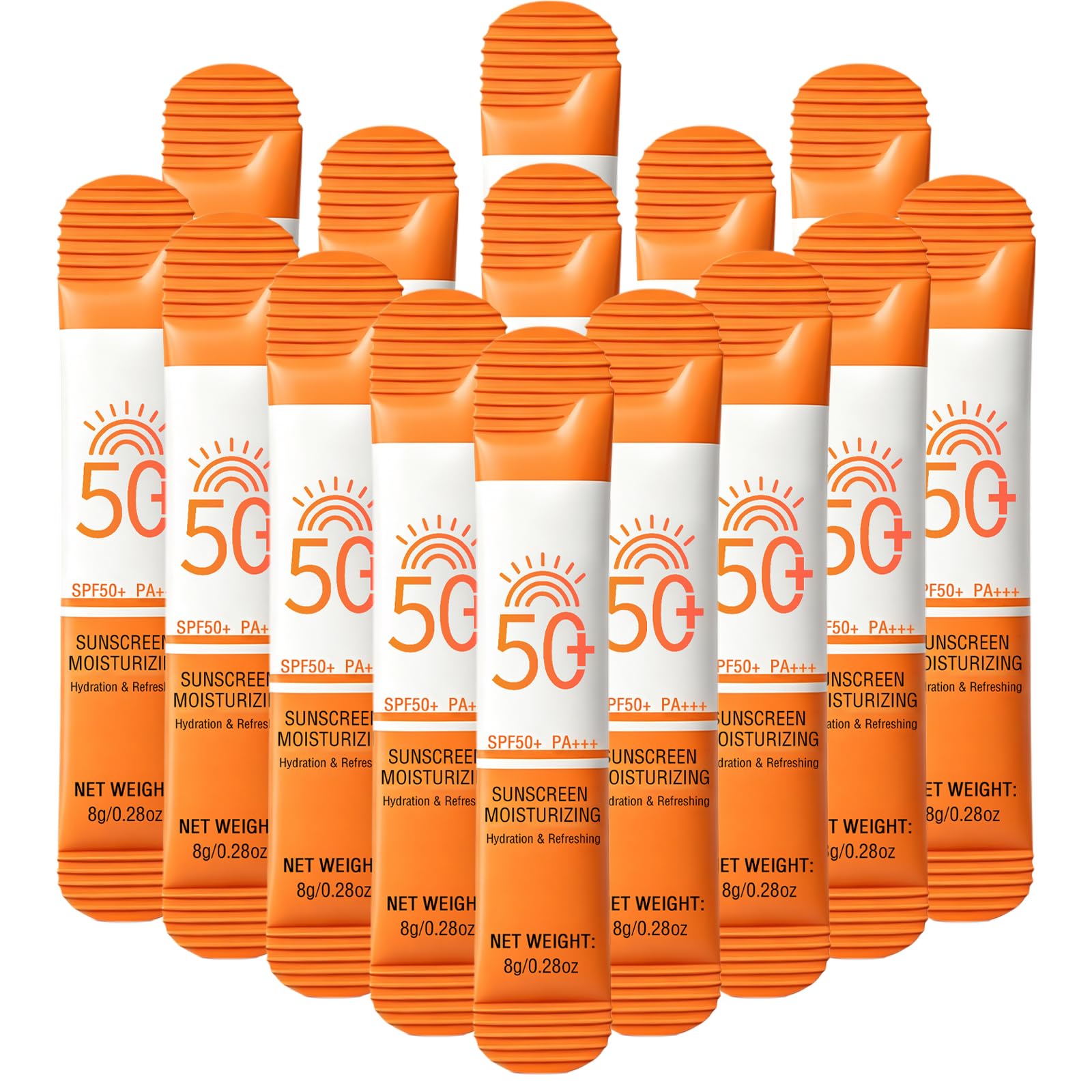 Travel Size Sunscreen Primer, SPF 50+, 15PCS Moisturizing Mini Sunscreen Bulk for Face & Body, Sunblock Travel, Lightweight, Non