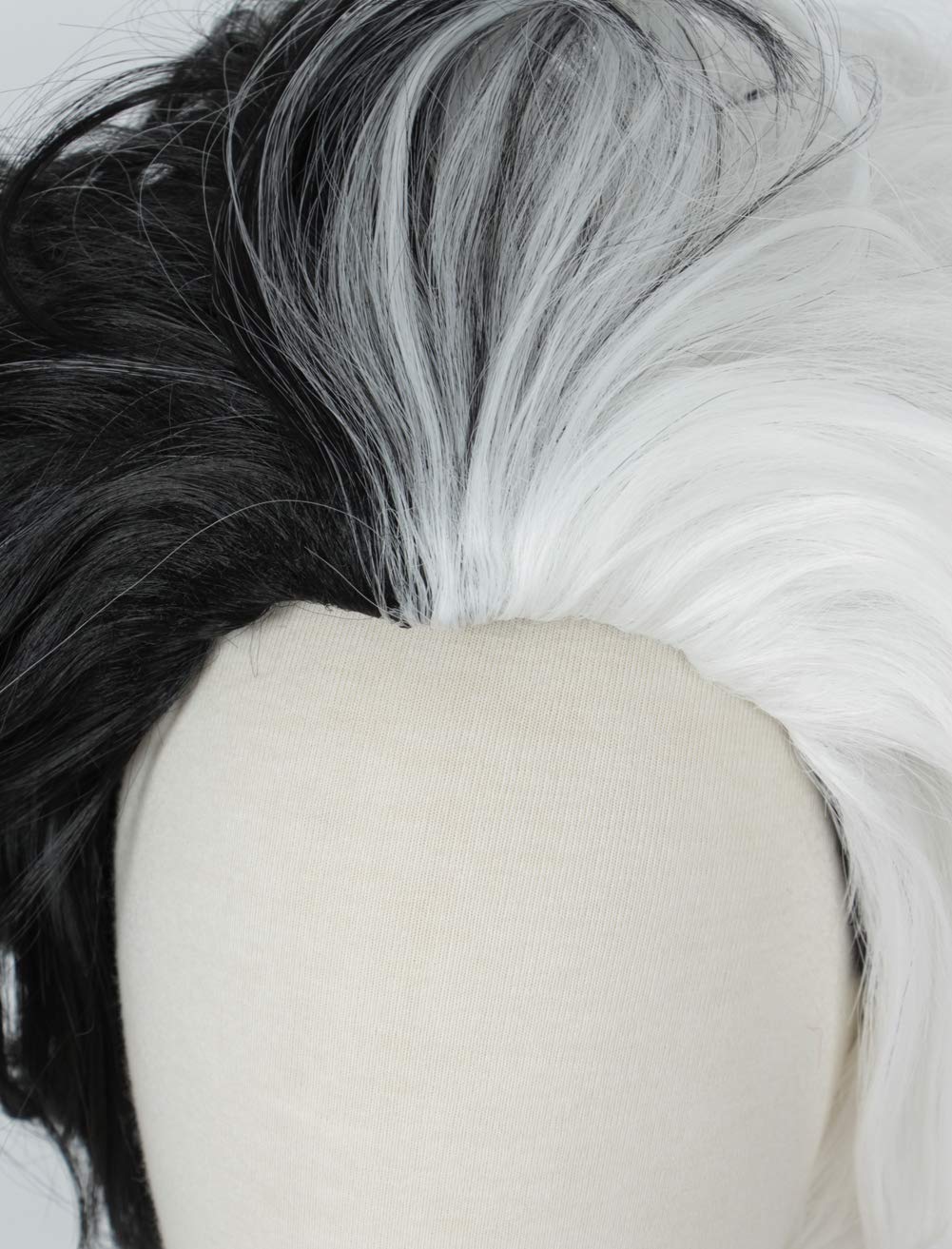 Linfairy Half White And Half Black 2 Tone Wig Halloween Costume Cosplay Wig For Women