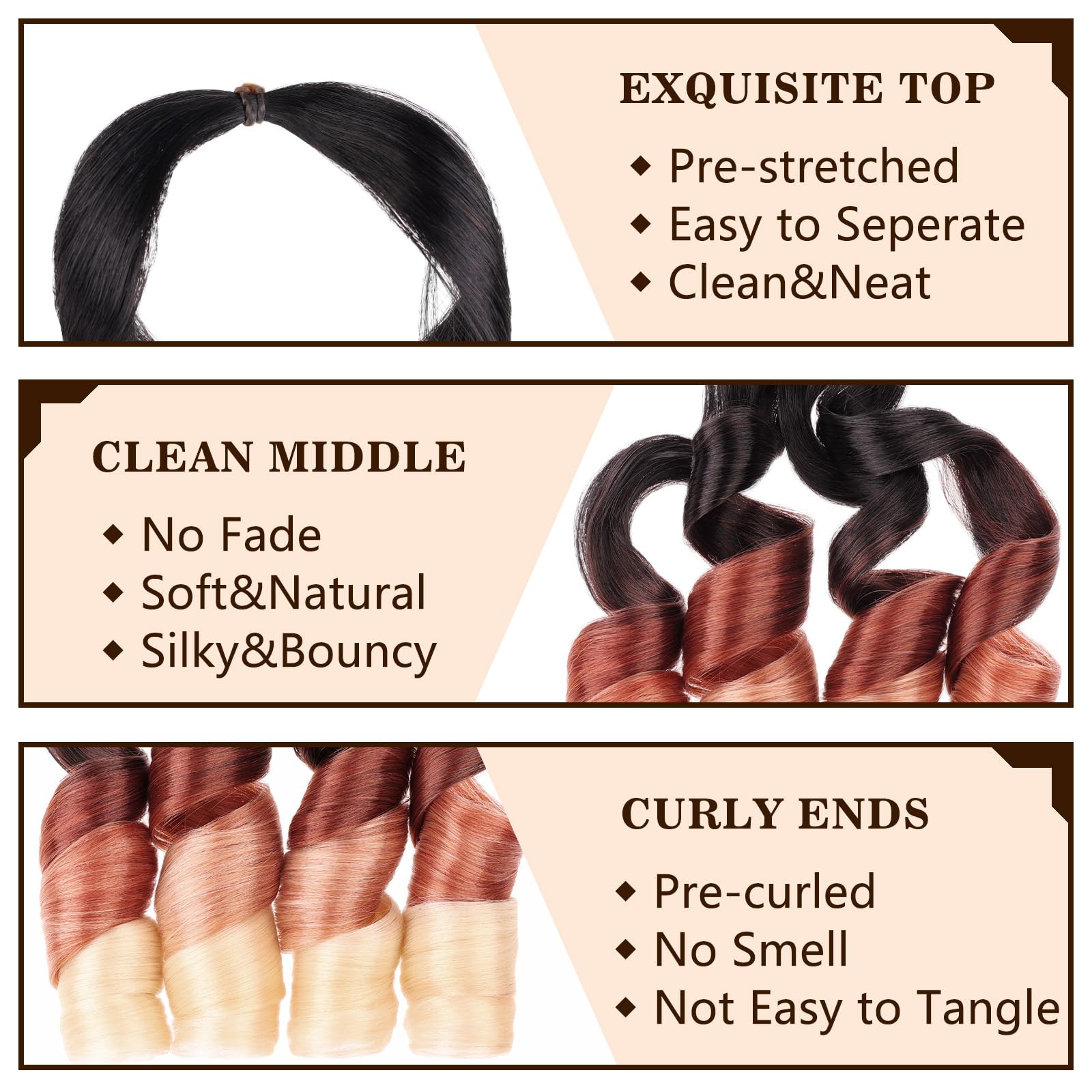 Cookoo 22 Inch Pre-Stretched French Curly Braiding Hair 9 Packs Loose Wavy Bouncy French Curl Braiding Hair Extensions 75G/Pack