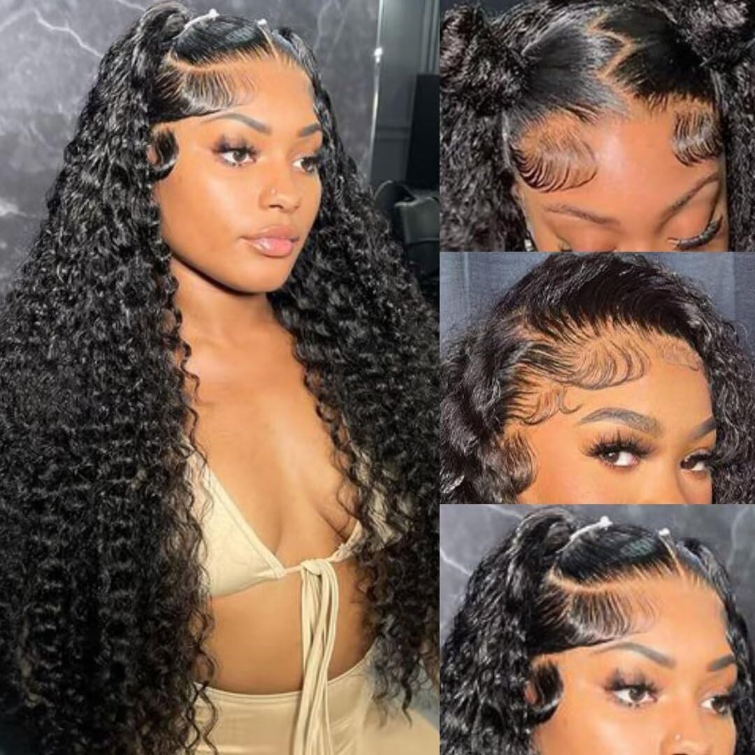 Juvid 13x6 Lace Front Wigs Human Hair Curly HD Transparent Lace Frontal Wig Human Hair Pre Plucked with Baby Hair 180% Density D