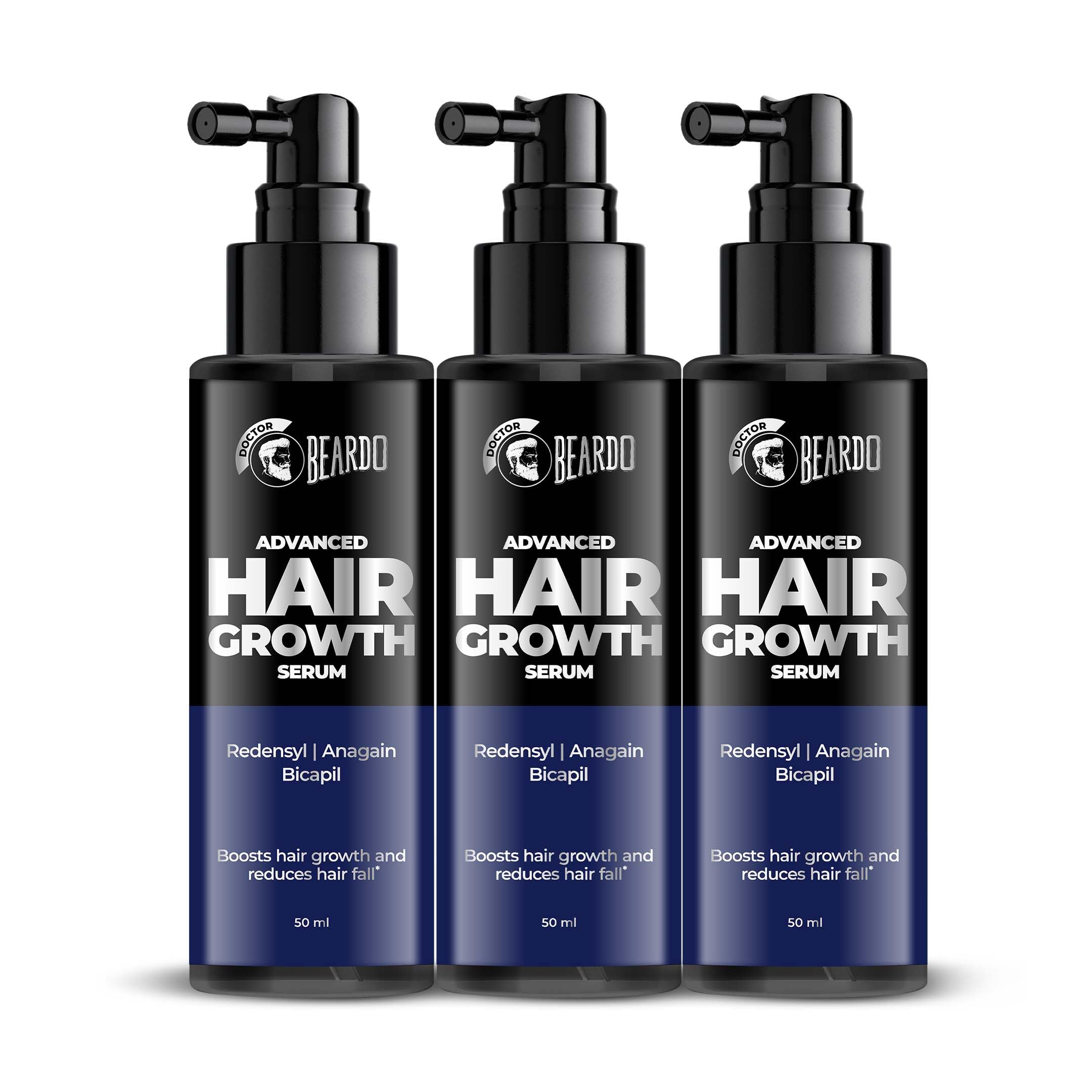 Beardo Dr. Advanced Hair Growth Serum For Men, (50 Ml X 3)| Contains 3% Redensyl, 3% Baicapil, Rosemary | Stimulates Hair Growth
