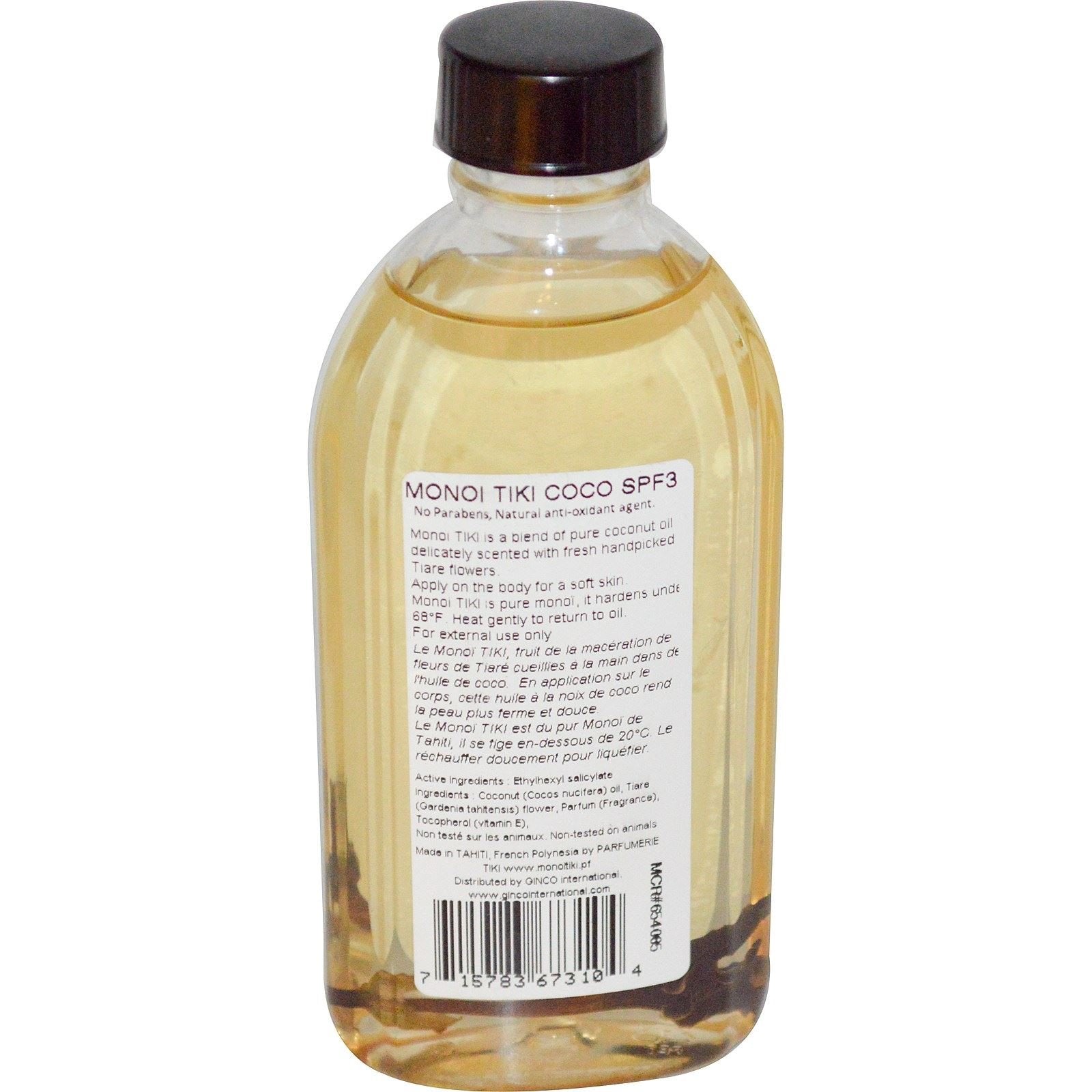 Monoi Tiare Tahiti Coconut Suntan Oil Spf 3-4 Fl Oz