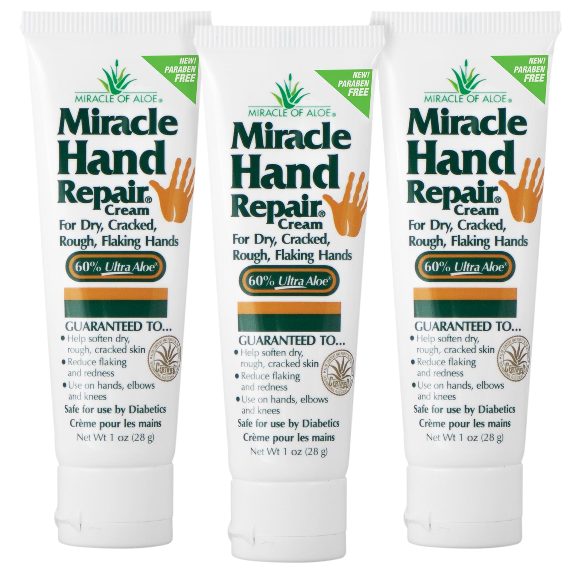 Miracle of Aloe Hand Repair Cream - 1 OZ (Pack of 3) - Moisturizing Formula for Dry Skin