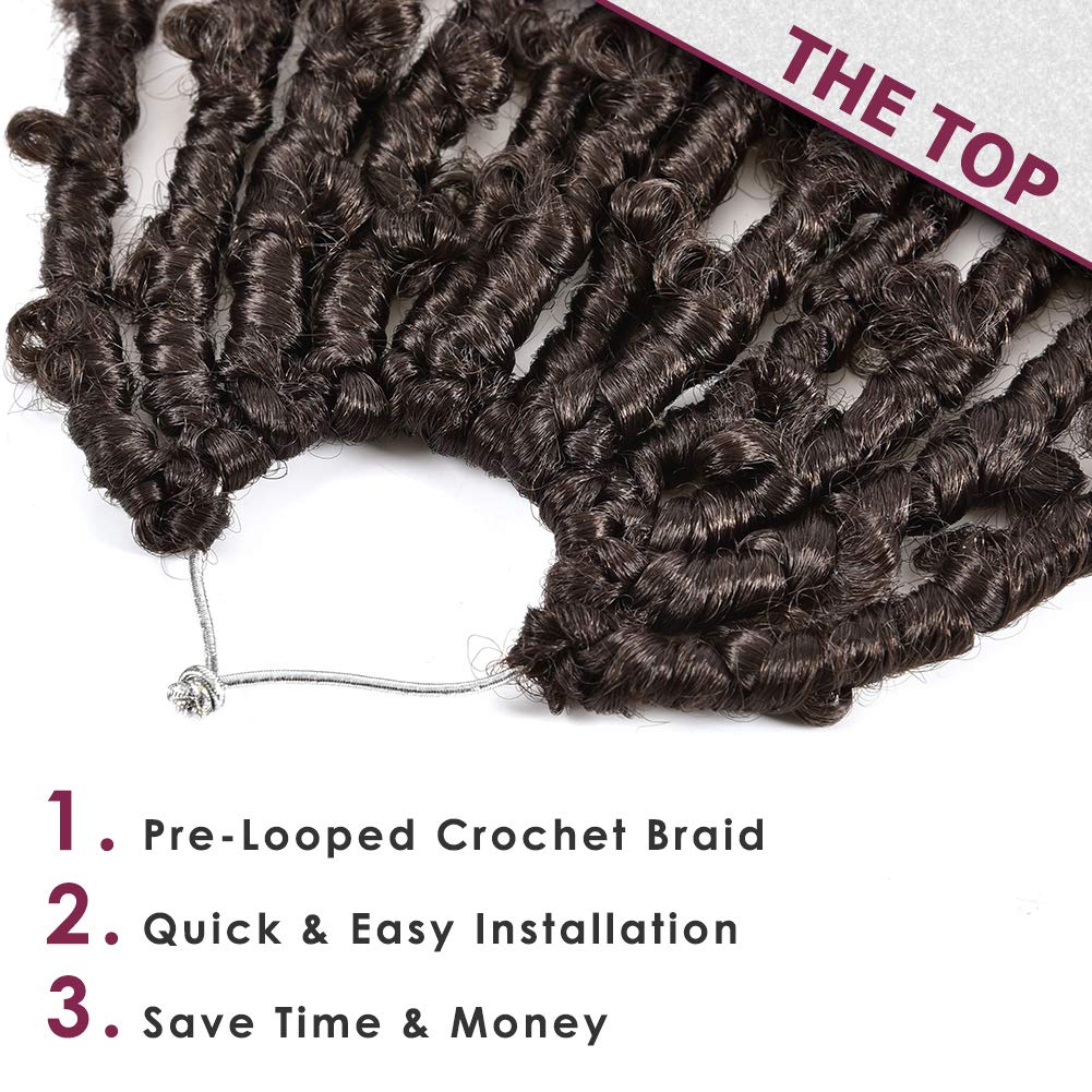Niseyo 14 Inch Butterfly Locs Crochet Hair 6 Packs Pre Looped Handmade Brown Distressed Faux Locs Crochet Braids (4#)