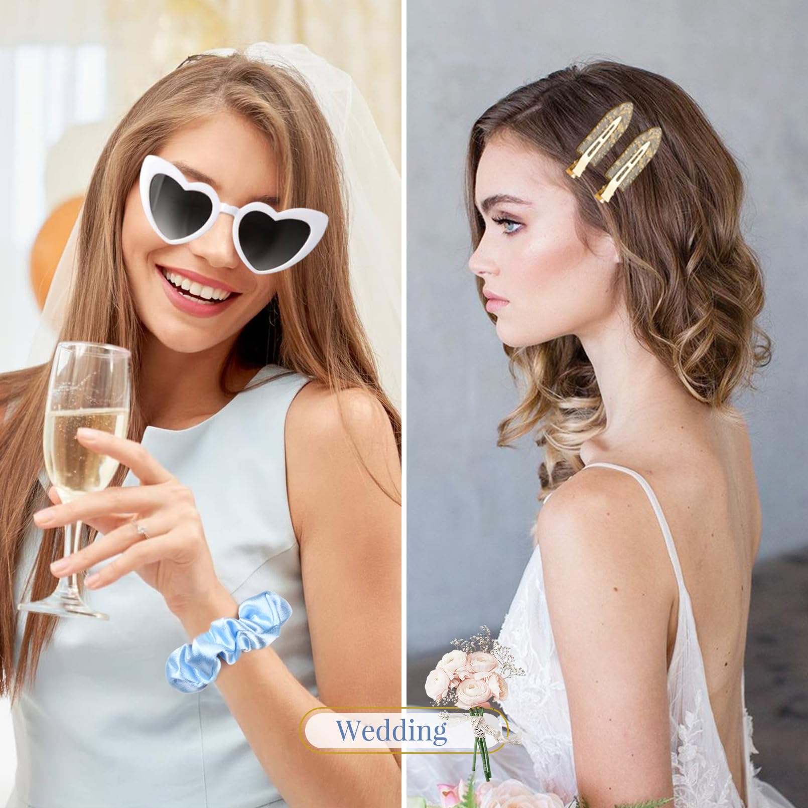 12 Pcs Silk Satin Soft Blue Hair Accessories - Bridesmaid Proposal Favors With Hair Clips, Scrunchies, And Bridal Shower Gifts F