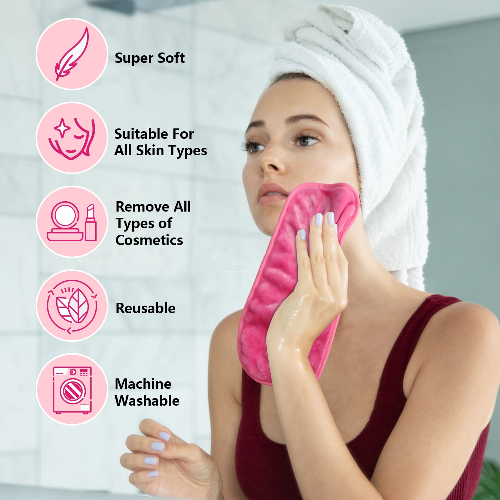Orighty Makeup Remover Cloths 12 Pack, Reusable Microfiber Facial Cleansing Cloths, Remove Instantly Dirt, Makeup&Waterproof Mas