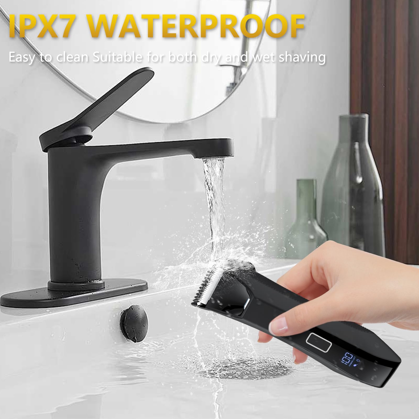 Bomic Professional Ball Trimmer for Men - 2-in-1 Groomer, IPX7 Waterproof, Ceramic Blade, Lightweight, Black, Model 351-new