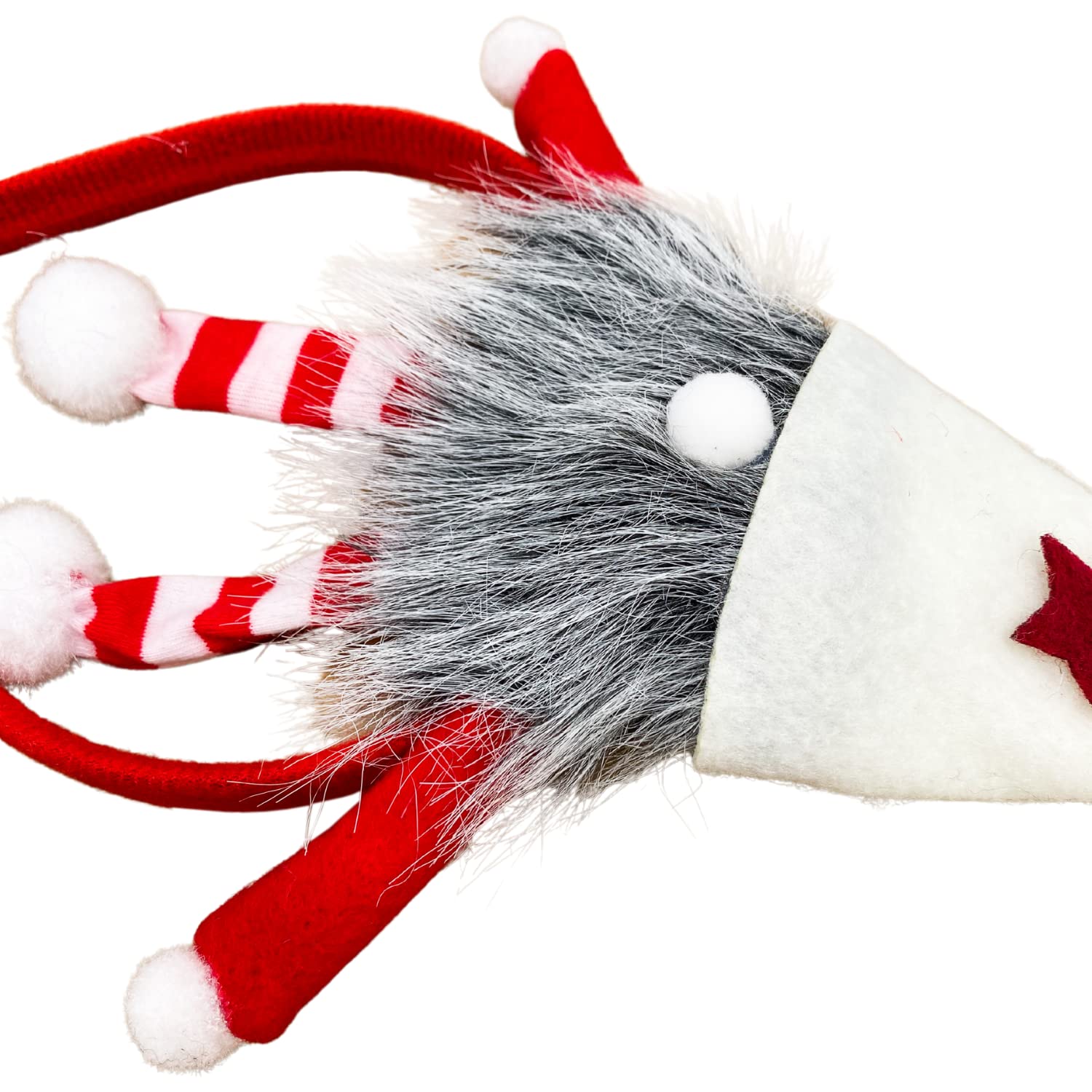 Needzo Christmas Gnome Headband With Hat, Red And White, Festive Holiday Party Accessory, One Size Fits Most (Red Gnome)