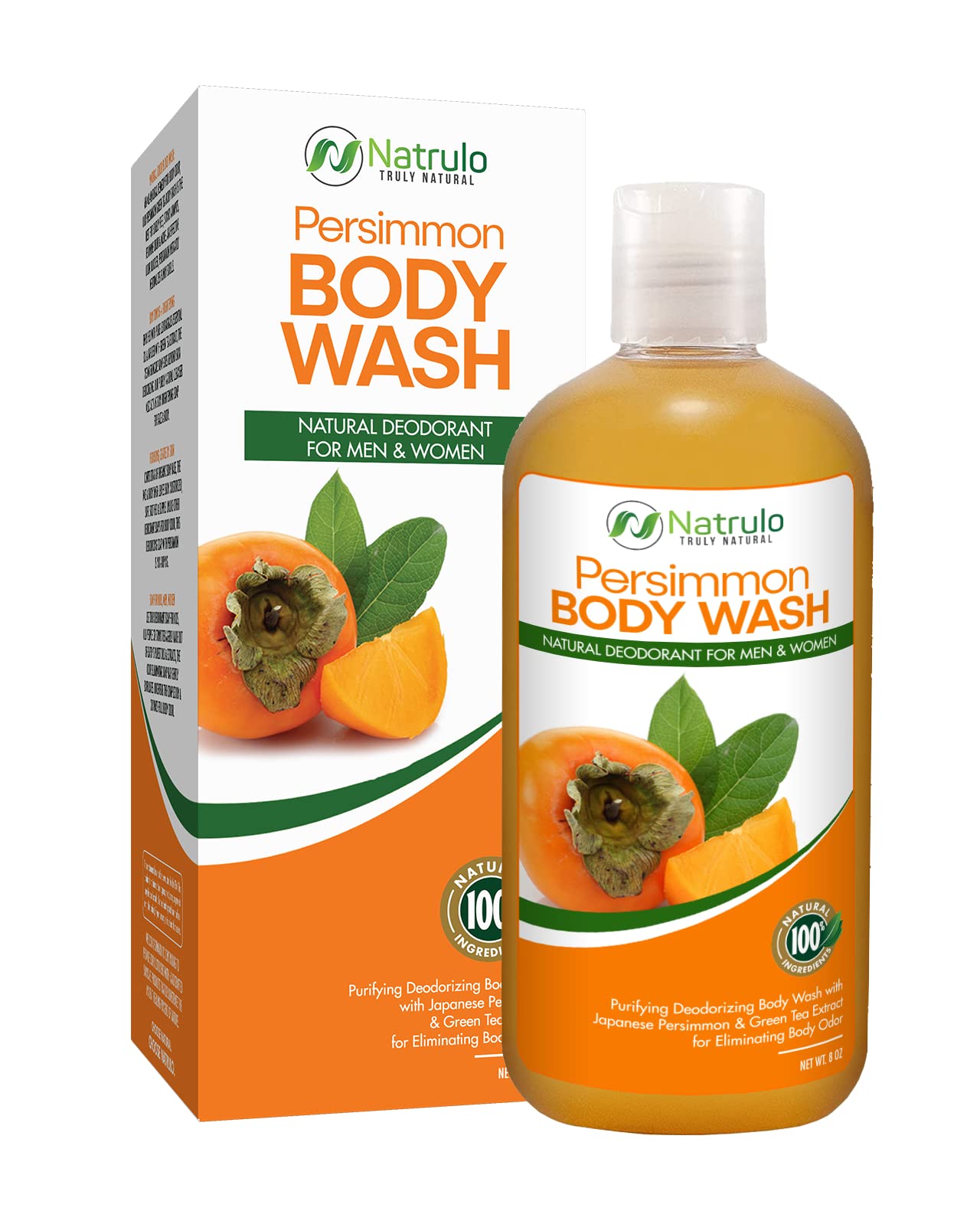 Persimmon Body Wash for Body Odor Control - Purifying Deodorizing Soap for Eliminating Nonenal Body Odor - Underarms, Intimate I