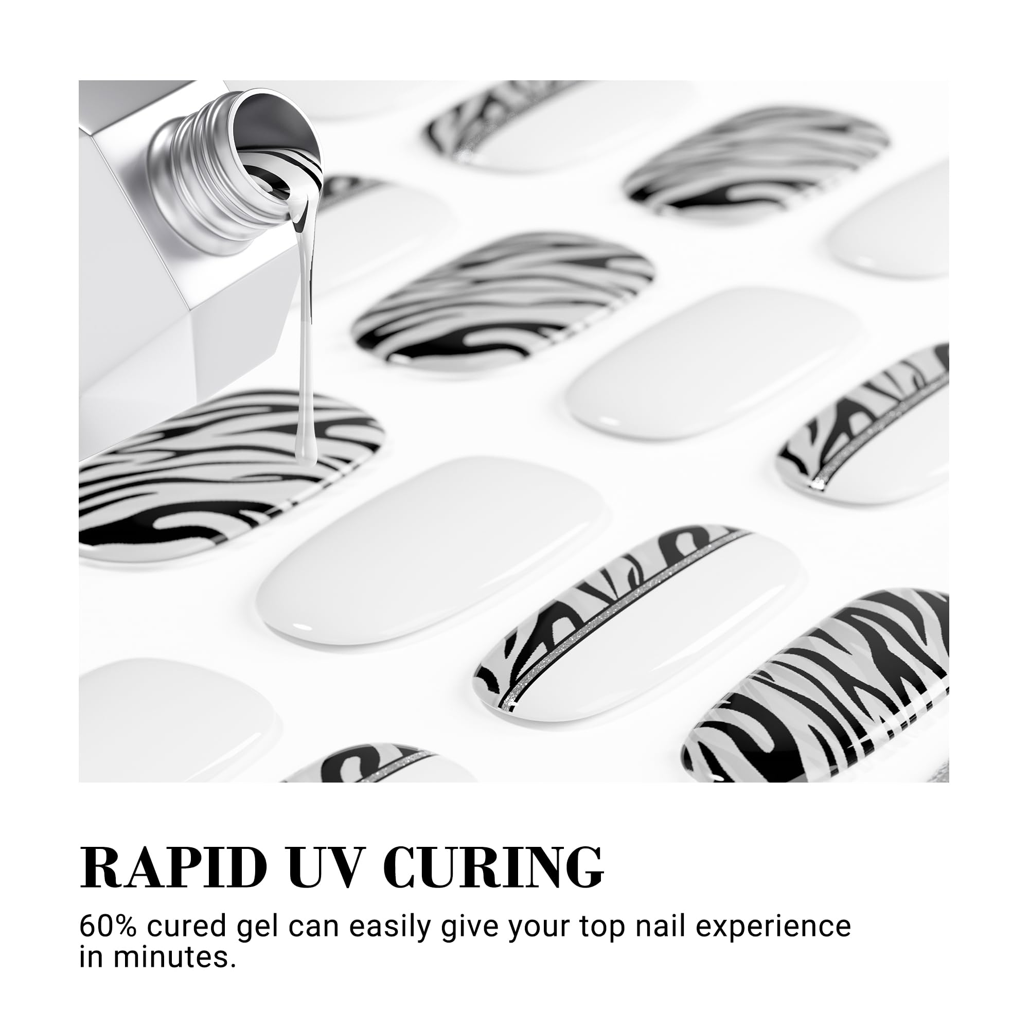 Melodysusie Semi Cured Gel Nail Strips - Works With Any Nail Lamps, Salon-Quality, Long Lasting, Easy To Apply & Remove - Includ