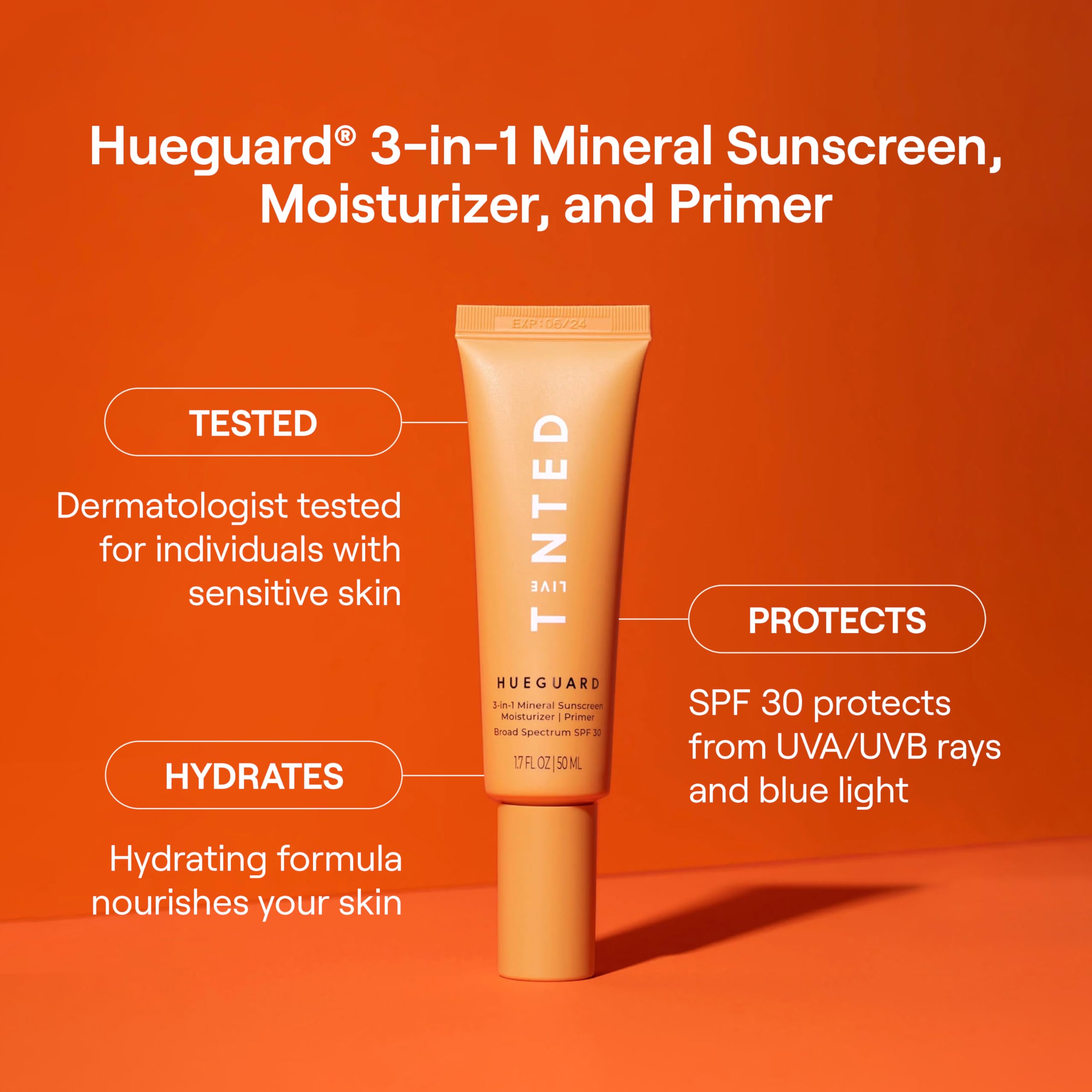 Live Tinted Hueguard 3-In-1 Mineral Sunscreen, Moisturizer, & Primer For Face And Body - Hydrate And Protect The Skin Year Round