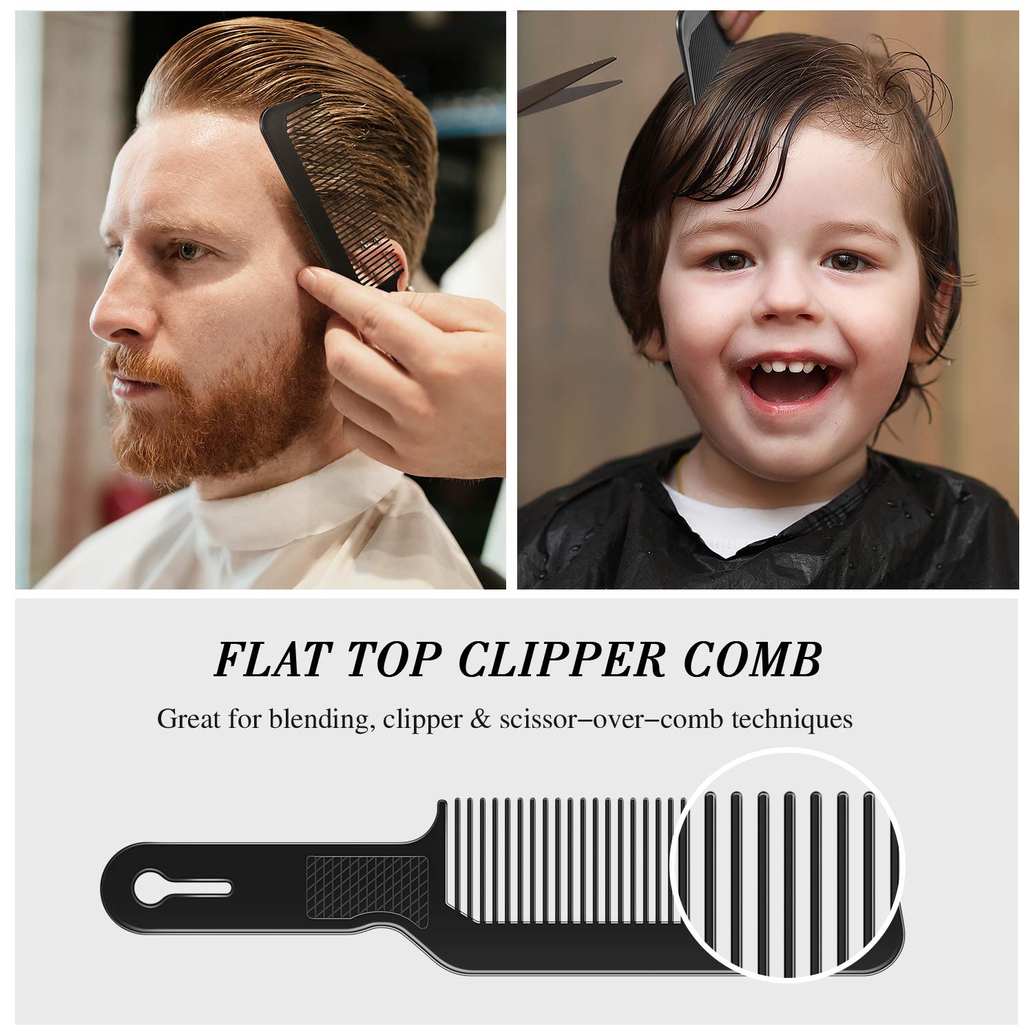 4 Pieces Hair Combs Set, Include Barber Flat Top Clipper Comb, Neck Duster Brush, Tapered Comb And Heat Resistant Carbon Fiber B