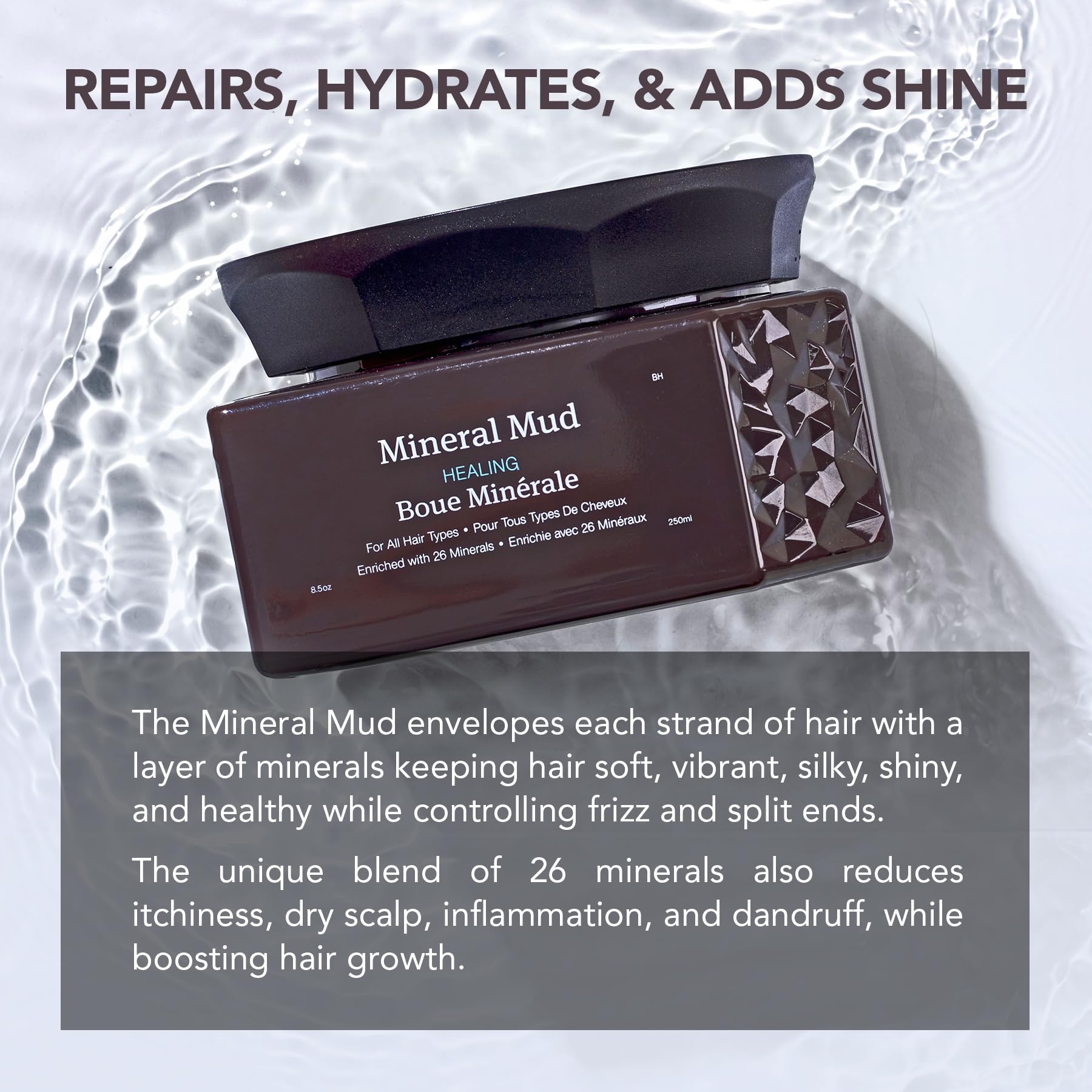 Saphira Deep Healing Hair Treatment Mineral Mud Mask For Dry, Damaged, Bleached, Color-Treated Hair & Scalp L Repairs, Hydrates