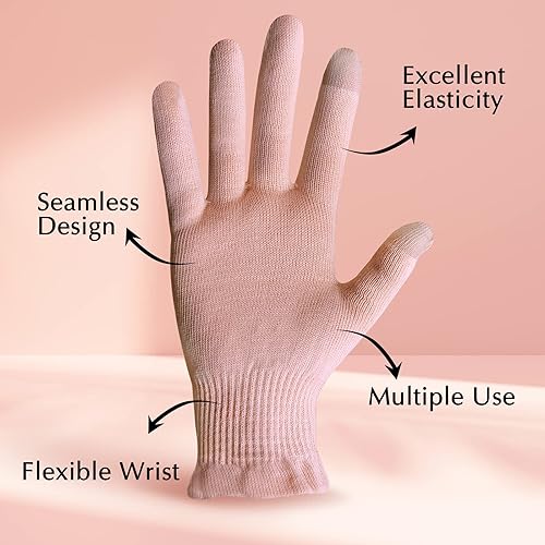 Evridwear Moisturizing gloves for Sleeping, cotton gloves with Touchscreen Fingers for Dry Hands, Eczema gloves Overnight UV Pro